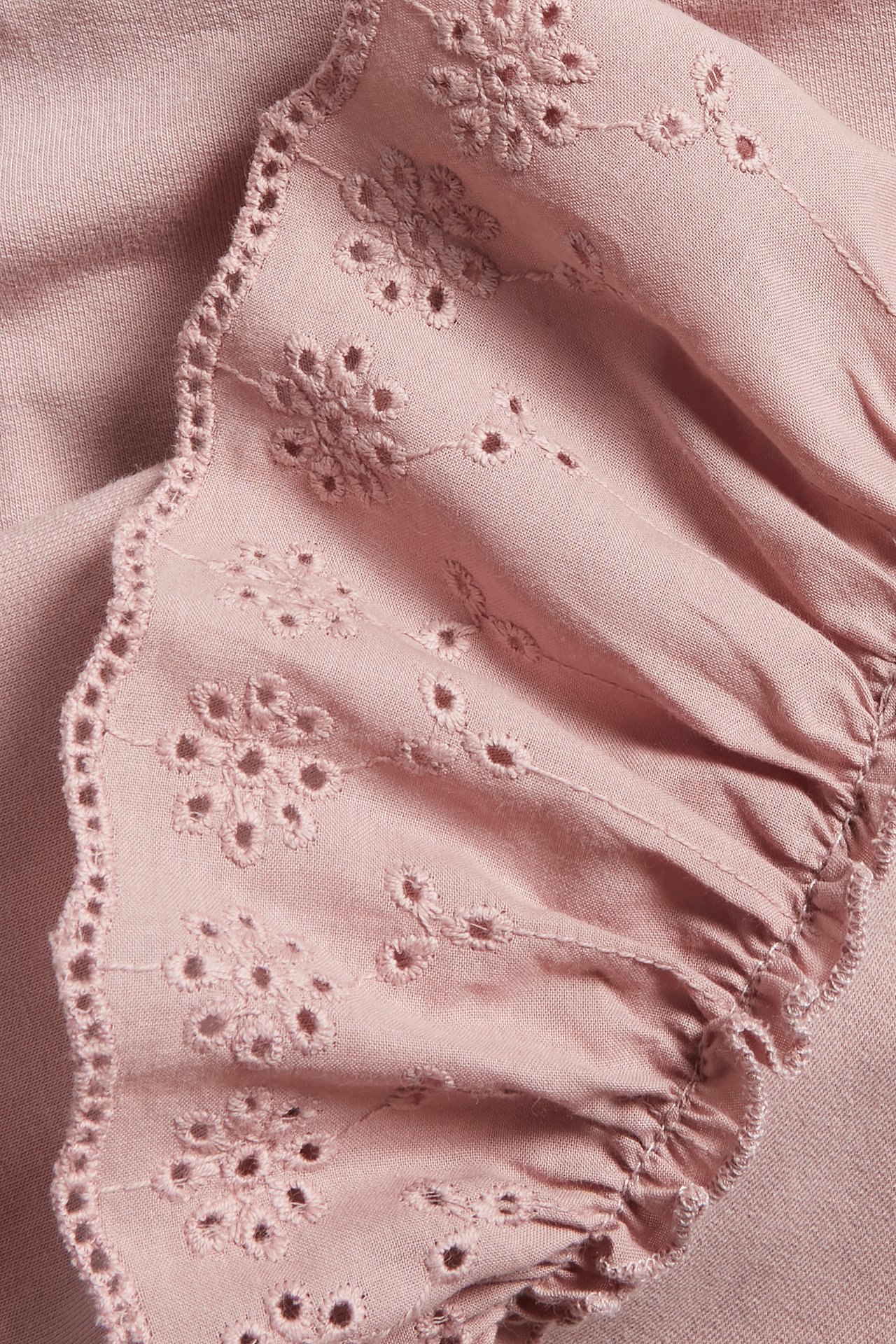 Sweatshirt med broderie anglaise - Rosa - 1