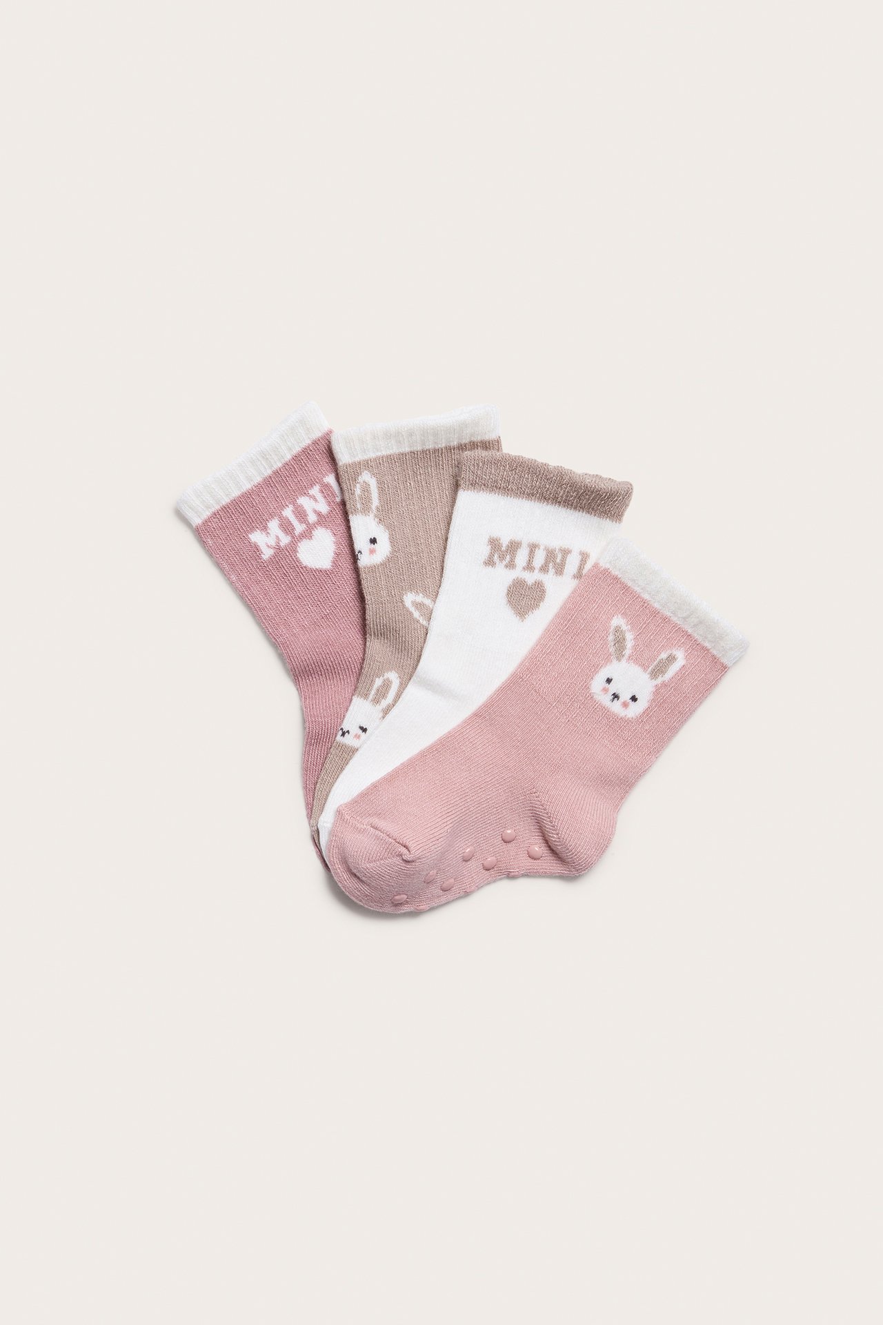 4-pk. mønstrede sokker baby - Rosa - 1