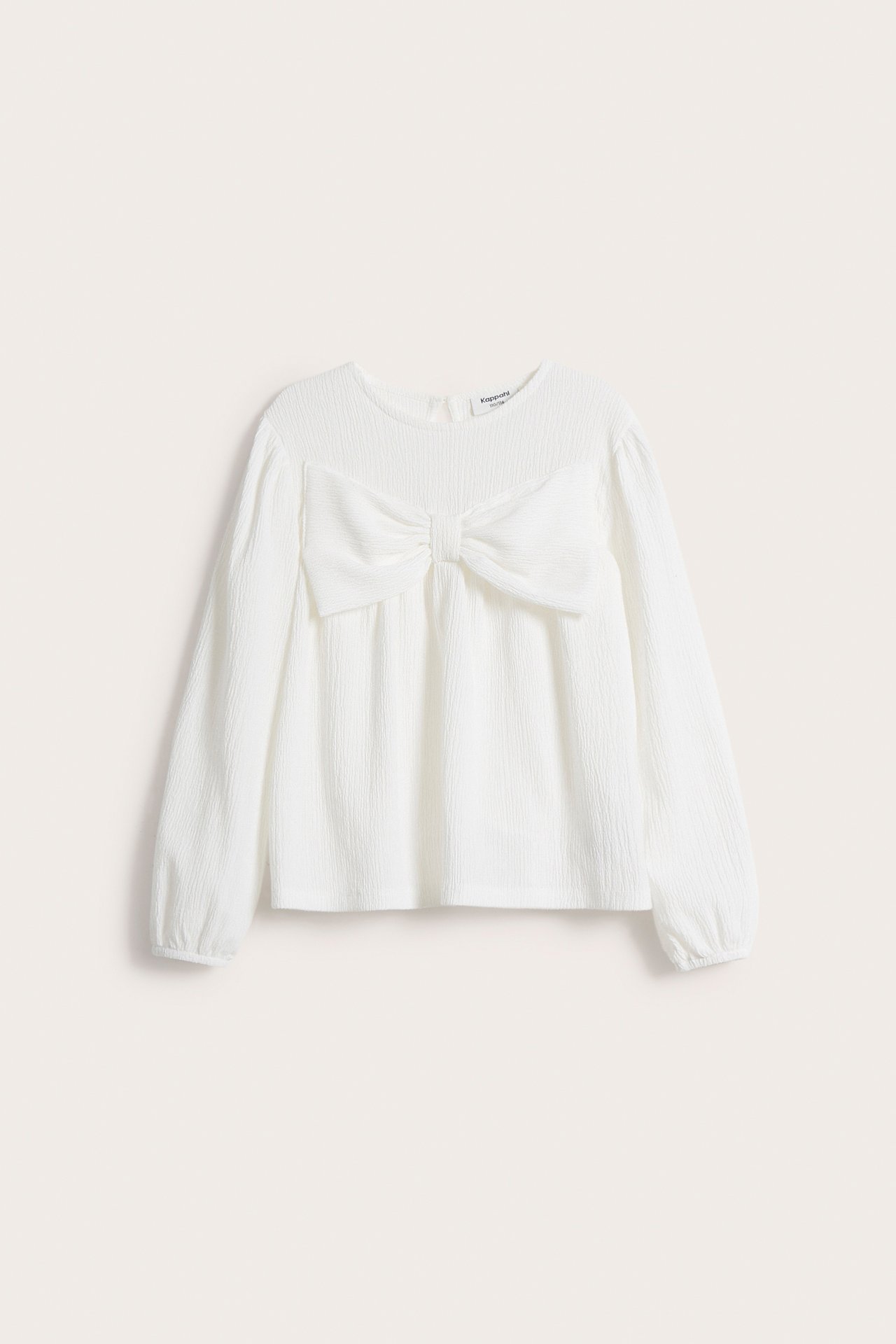 Blus med rosett - Offwhite - 6