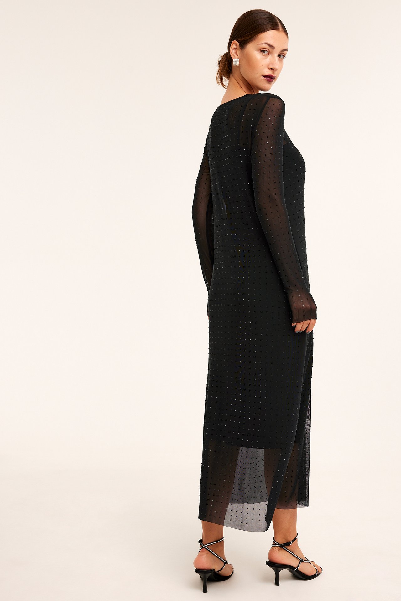 Meshkjole med strass - Svart - 4