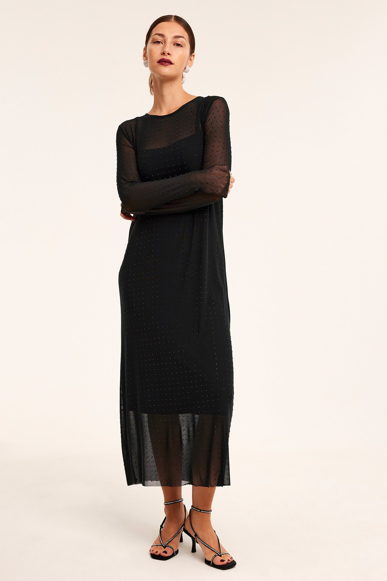 Meshkjole med strass - Svart - 2