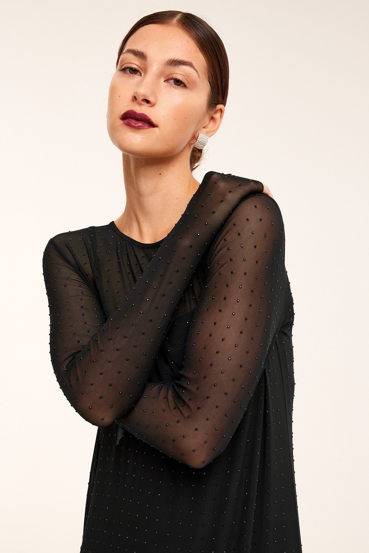 Meshkjole med strass - Svart - 3
