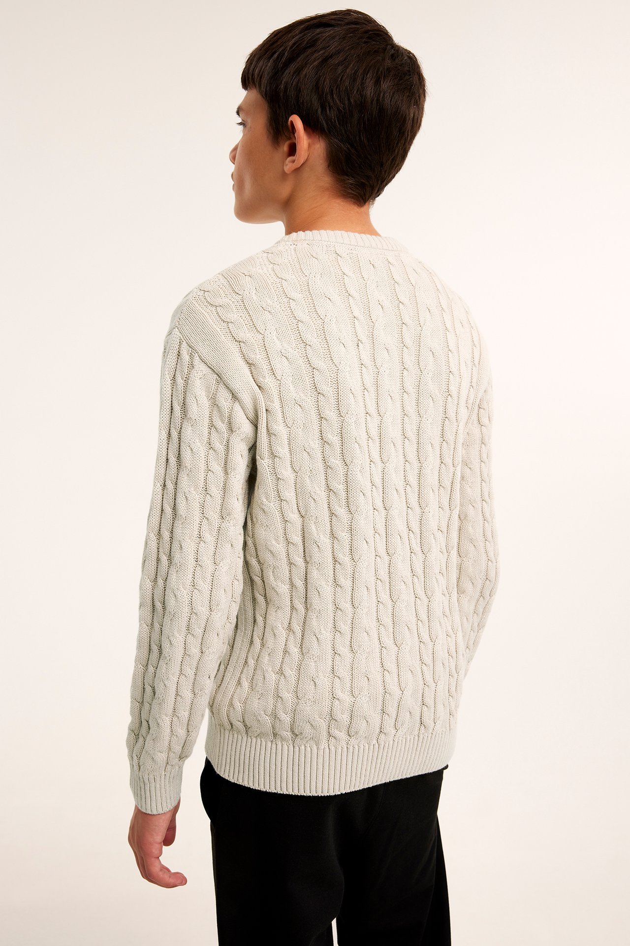 Kabelstrikket genser - Beige - 5