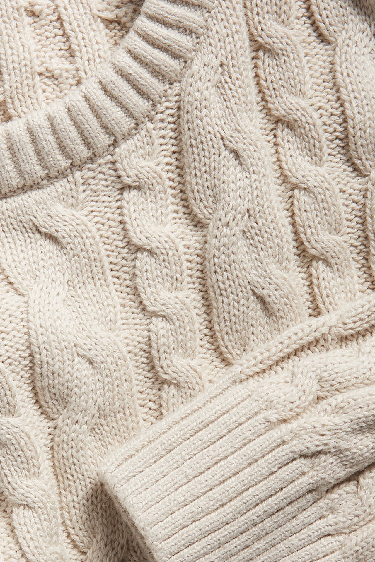 Kabelstrikket genser - Beige - 6