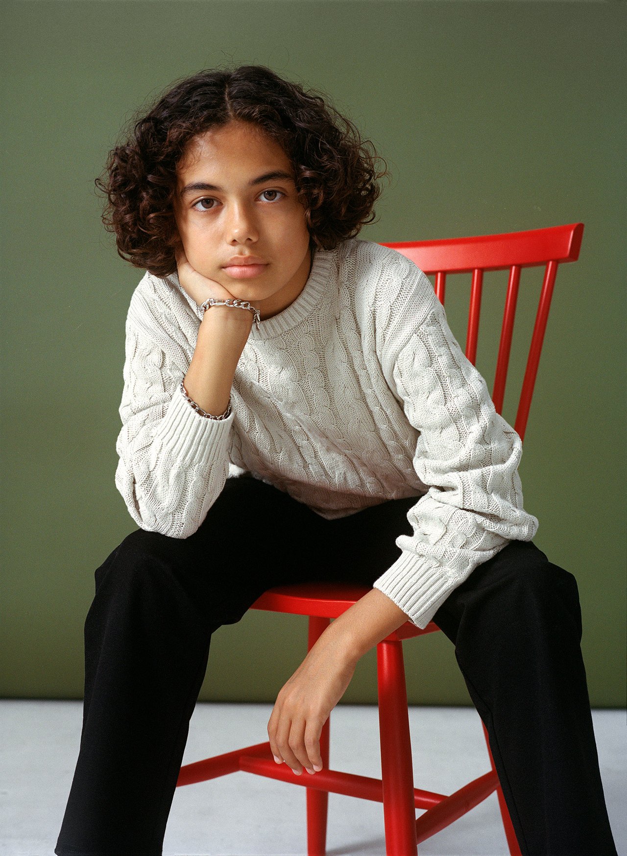 Kabelstrikket genser - Beige - 1