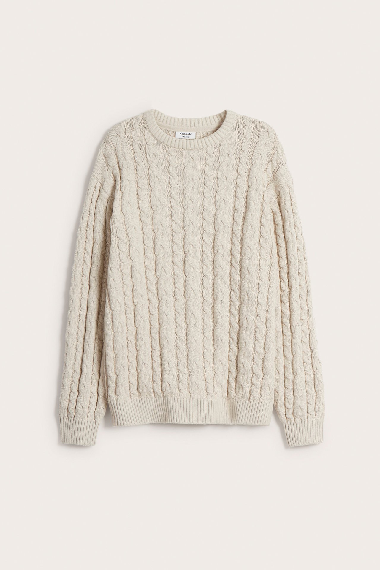 Kabelstrikket genser - Beige - 7