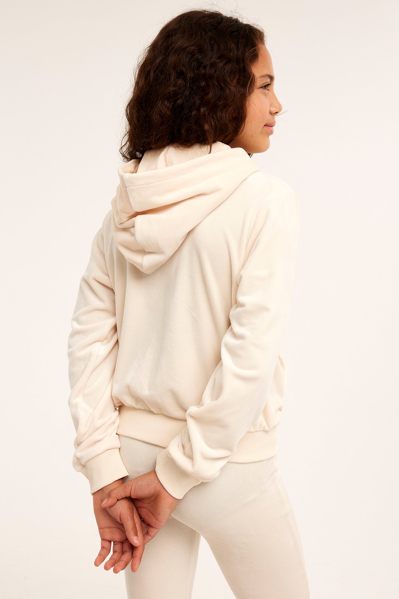 Hoodie i velour - Offwhite - 3