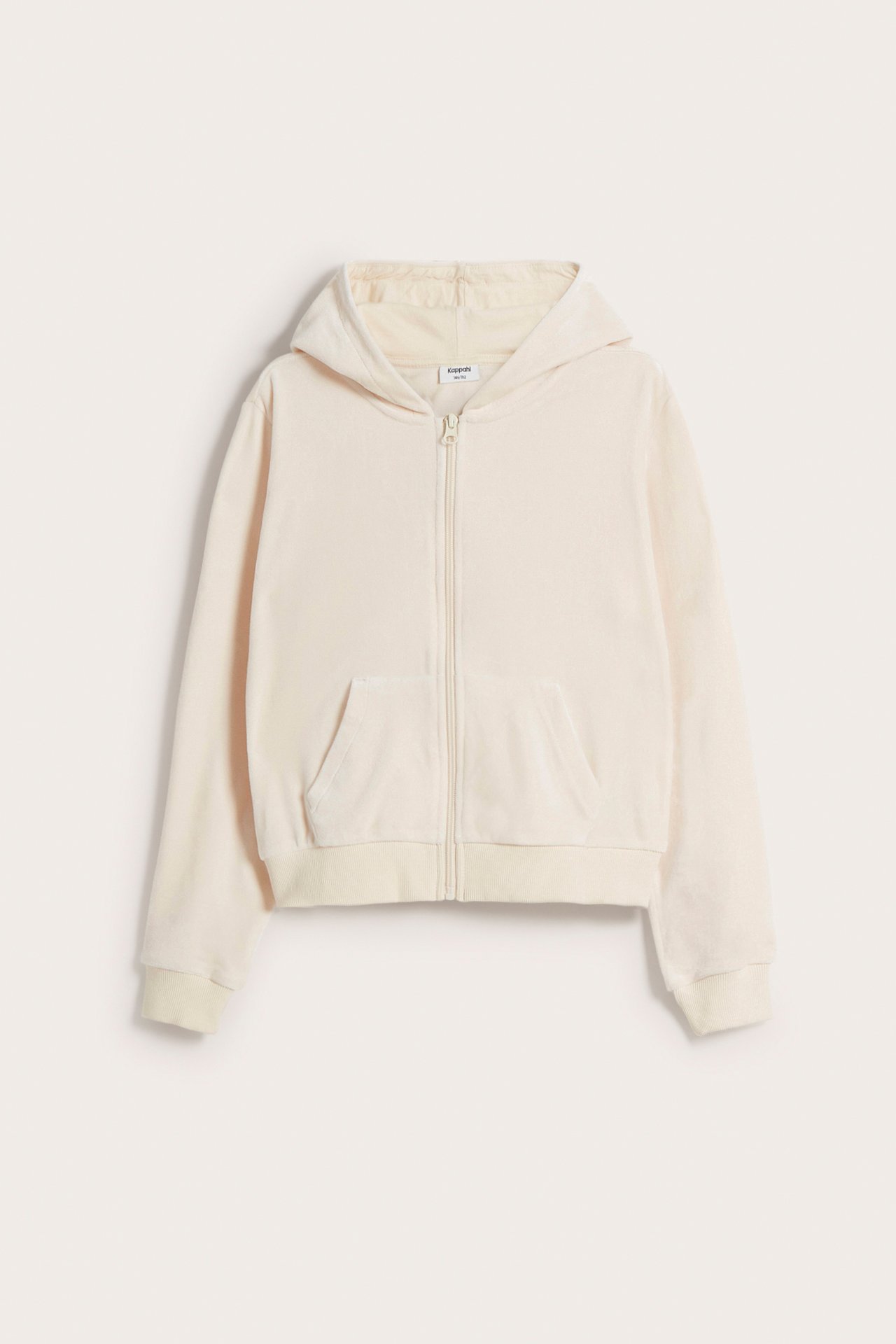 Hoodie i velour - Offwhite - 5