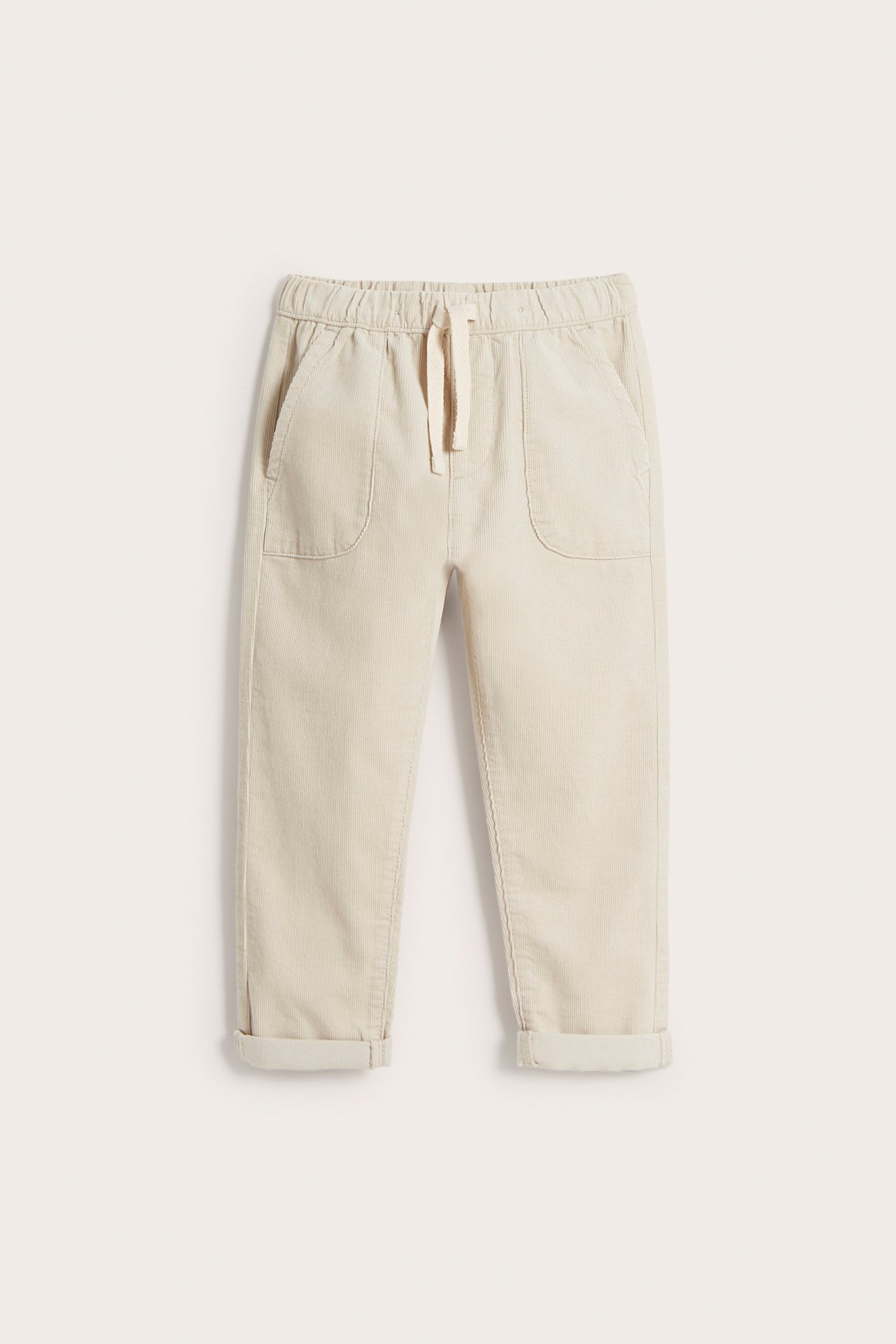 Byxor i vävd manchester - Beige - 4