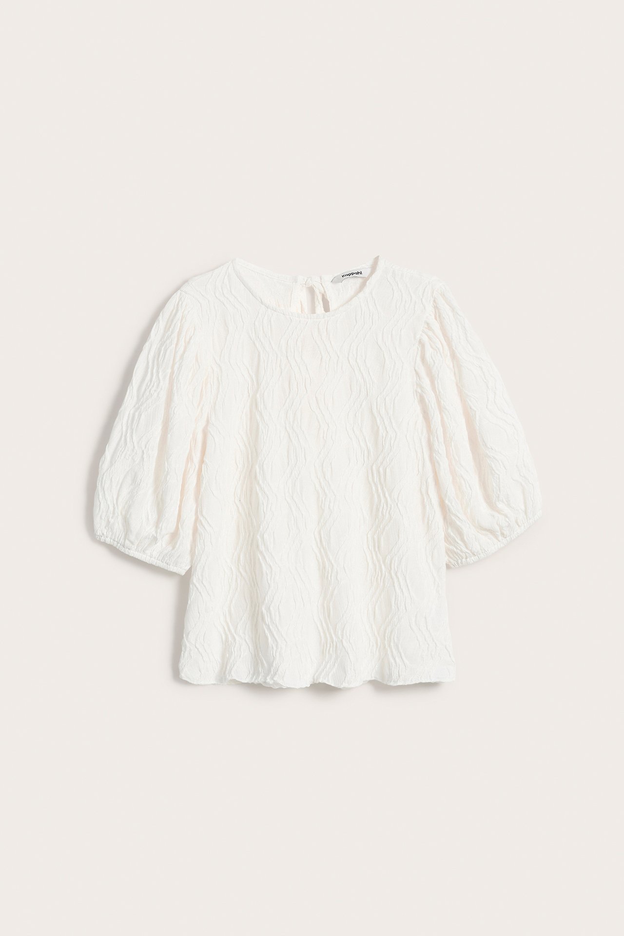 Strukturerad topp med ballongärm - Offwhite - 5