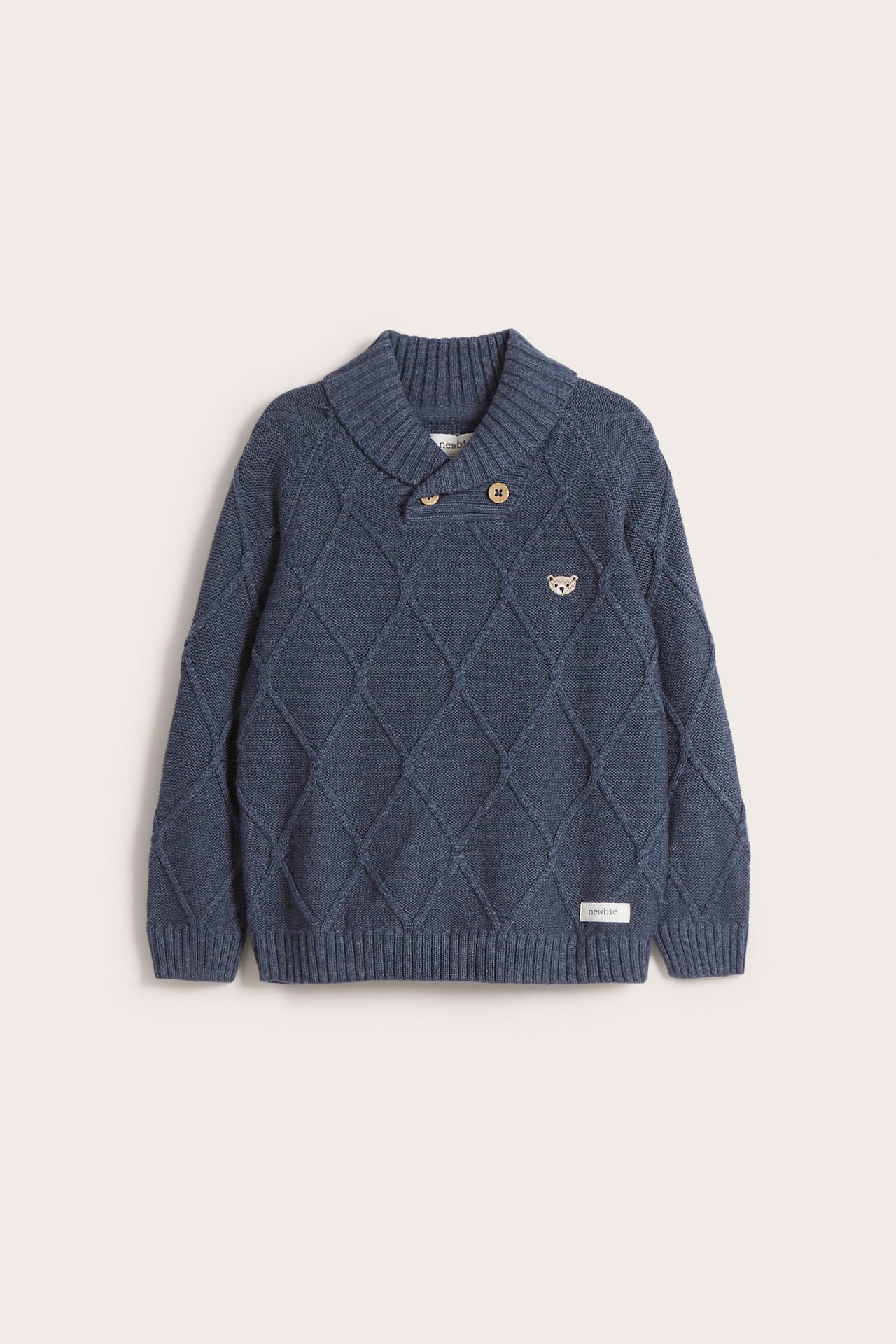 Sweter z żakardowej dzianiny - Niebieski - 5