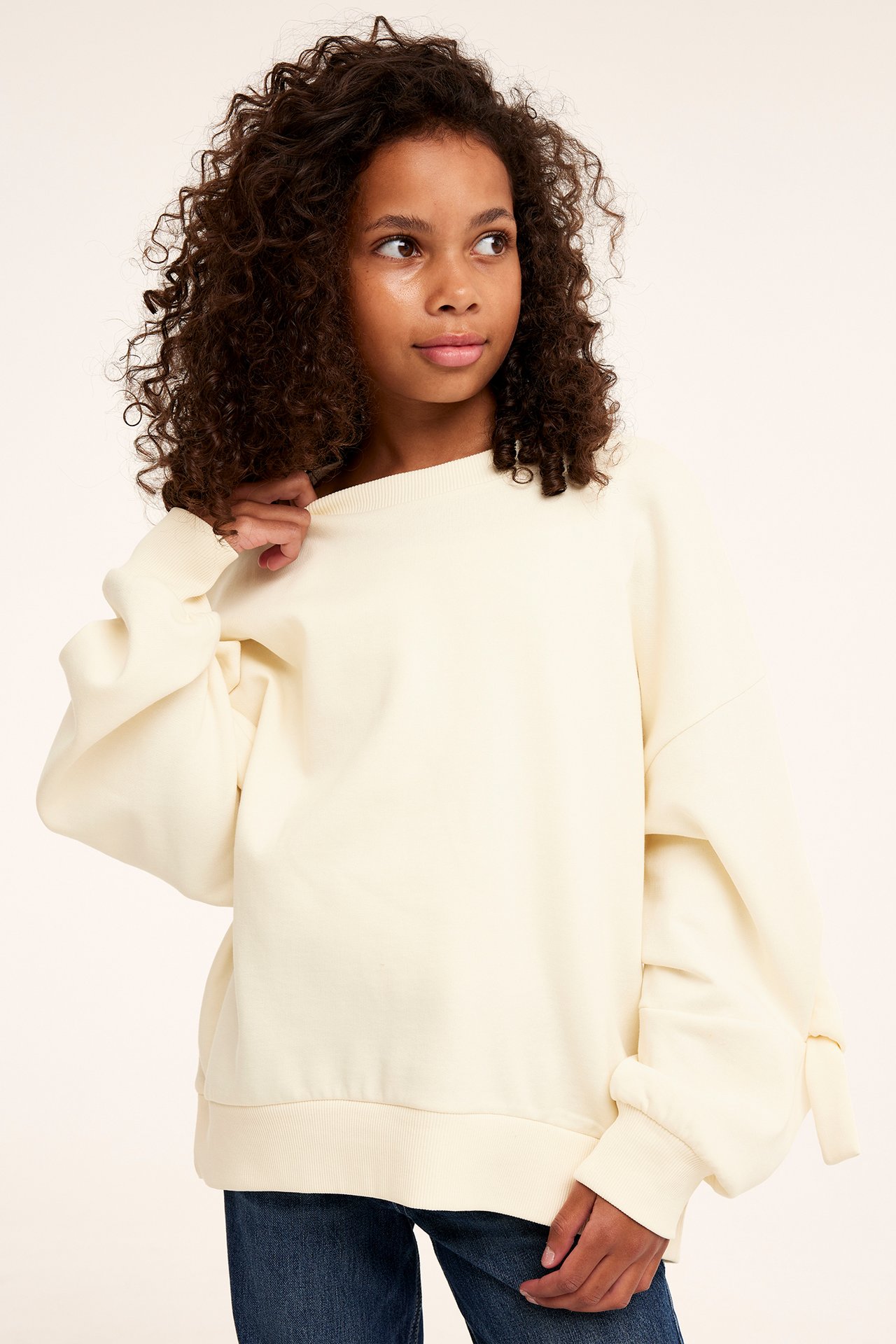 Sweatshirt med sløyfer - Offwhite - 3