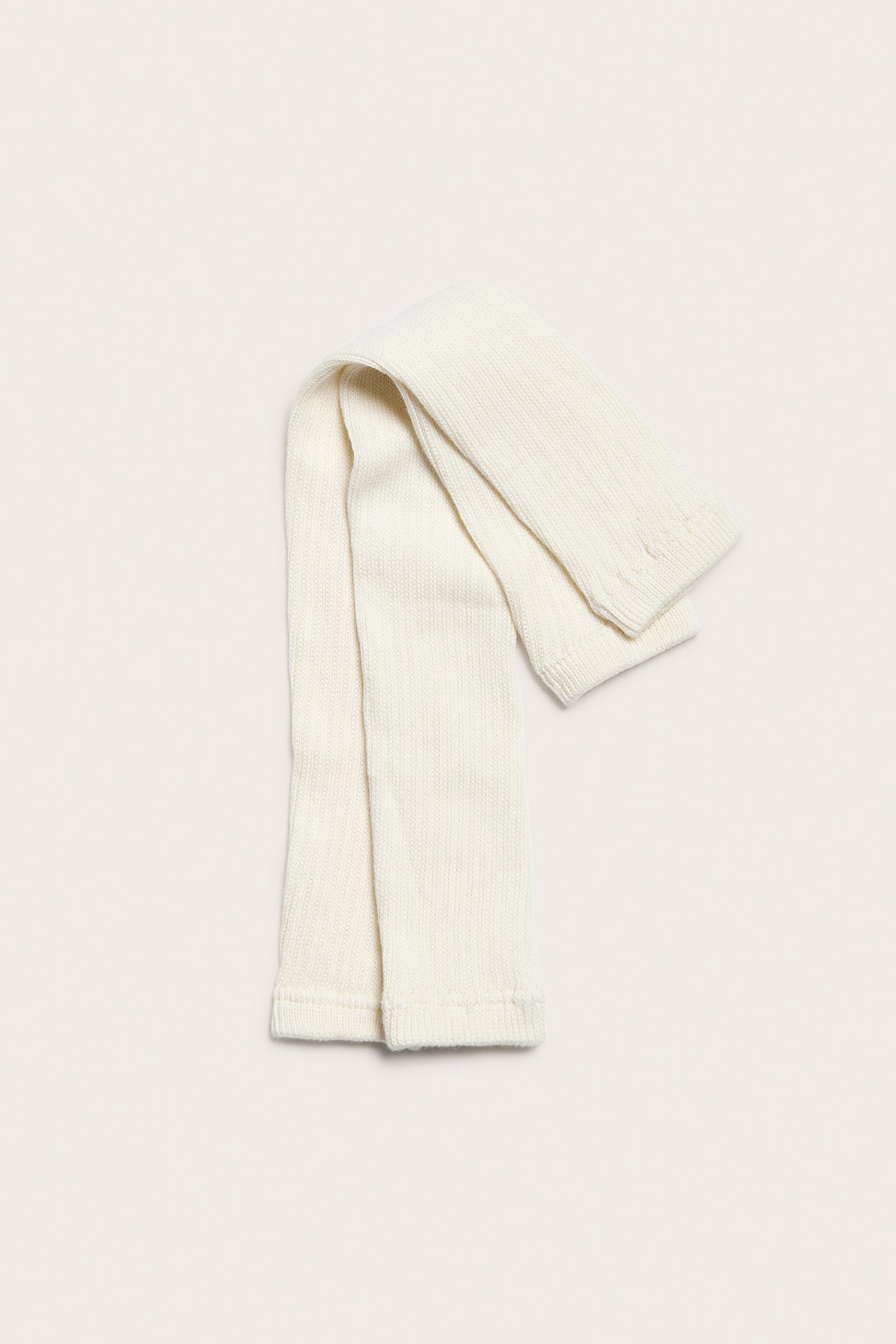 Ribbestrikkede leggvarmere - Offwhite - 1