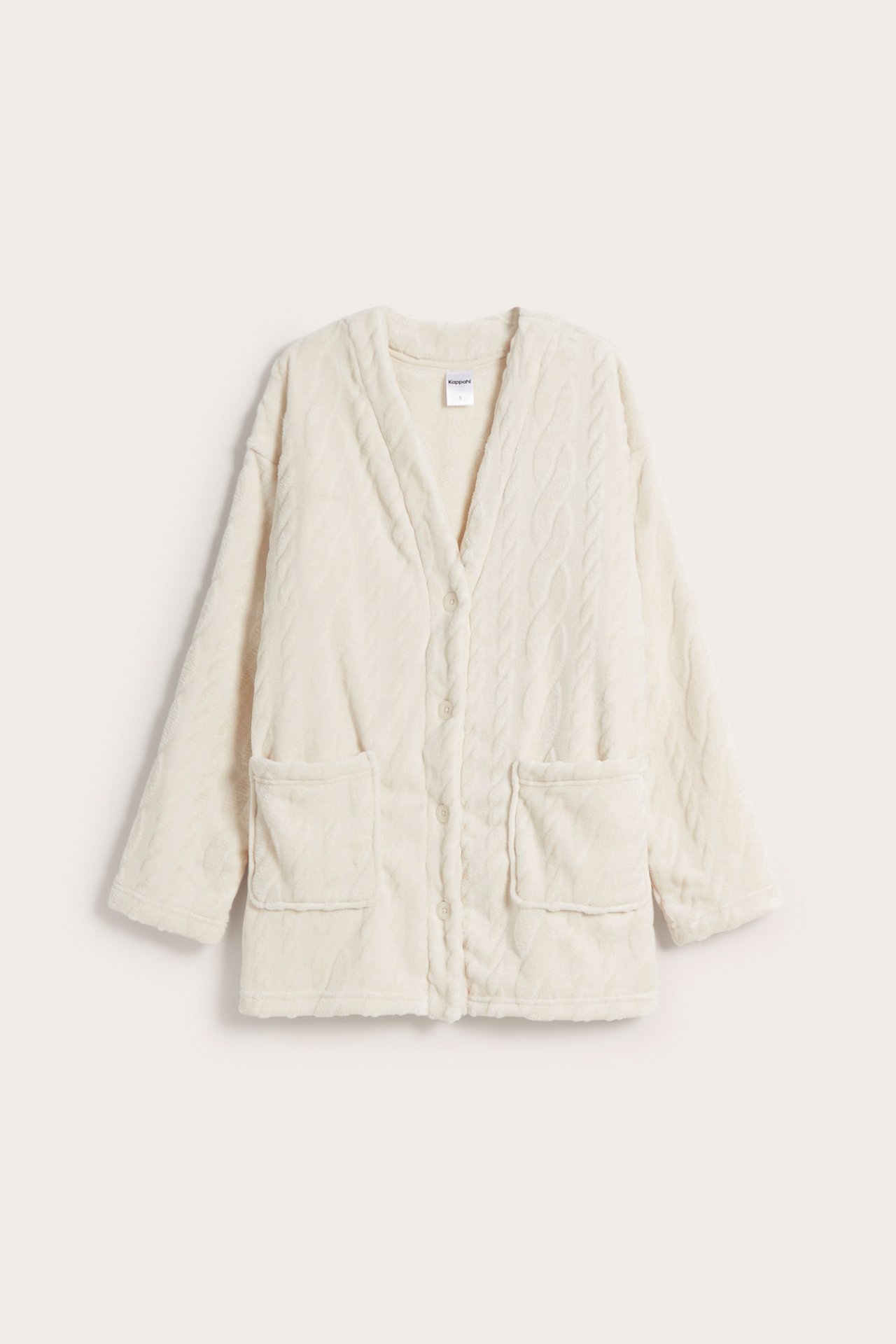 Cardigan i fleece - Ljusbeige - 2