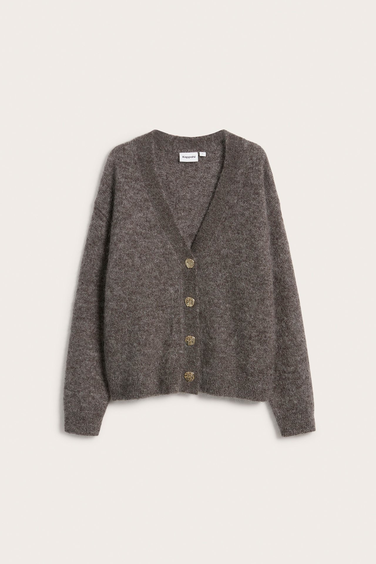 Cardigan i mohairblandning - Brunmelerad - 2