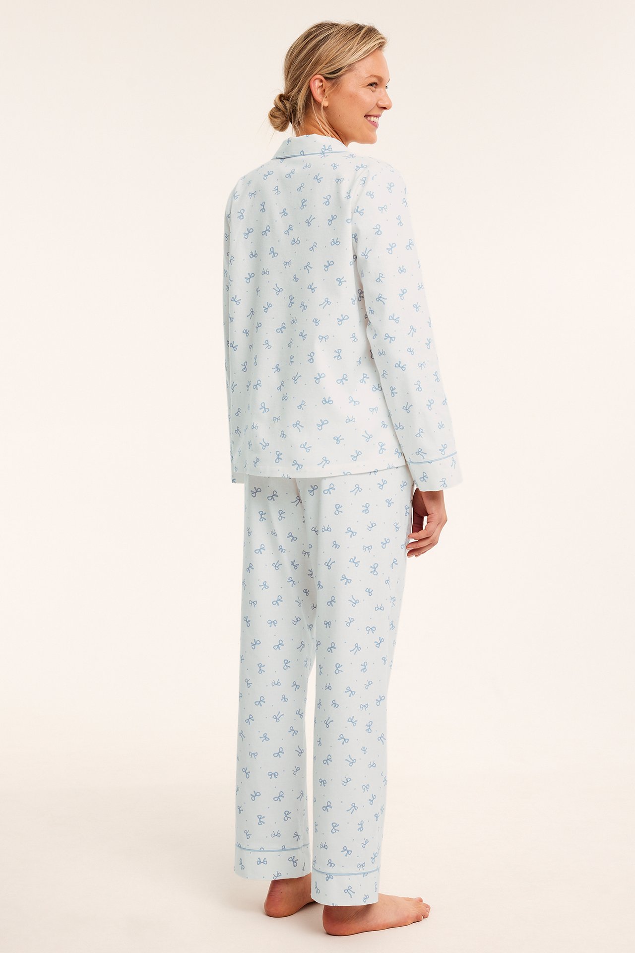 Mönstrad flanellpyjamas - Offwhite - 180cm / Storlek: S - 4