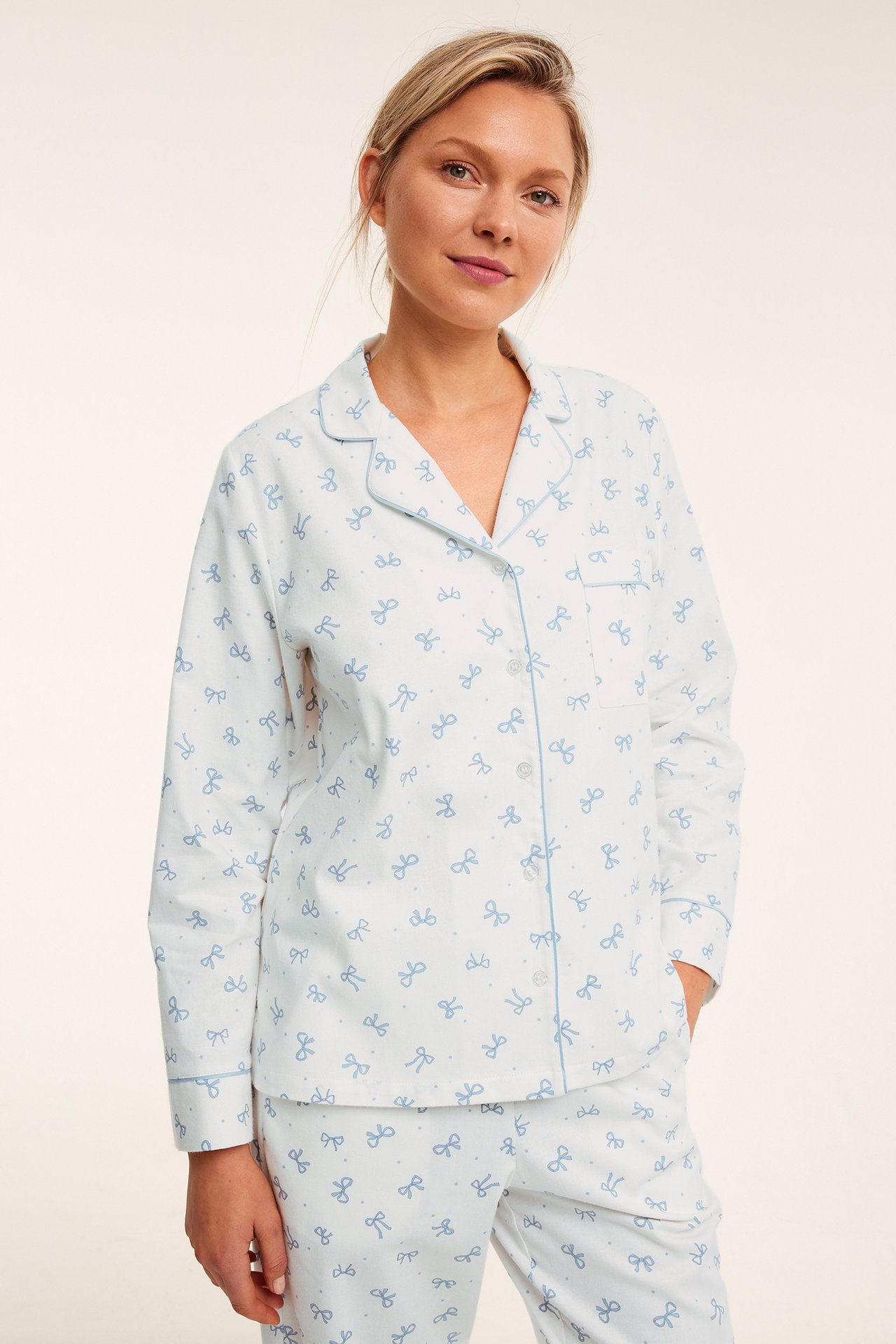 Mönstrad flanellpyjamas - Offwhite - 180cm / Storlek: S - 2