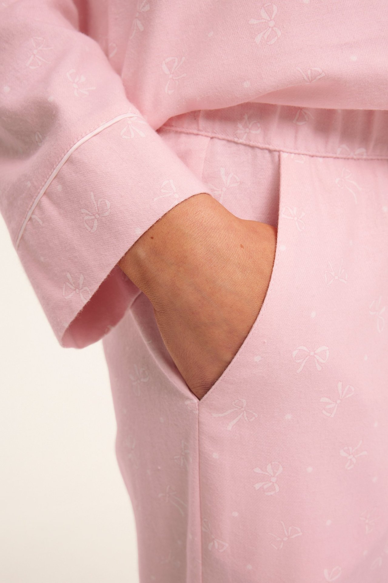 Mönstrad flanellpyjamas - Rosa - 7