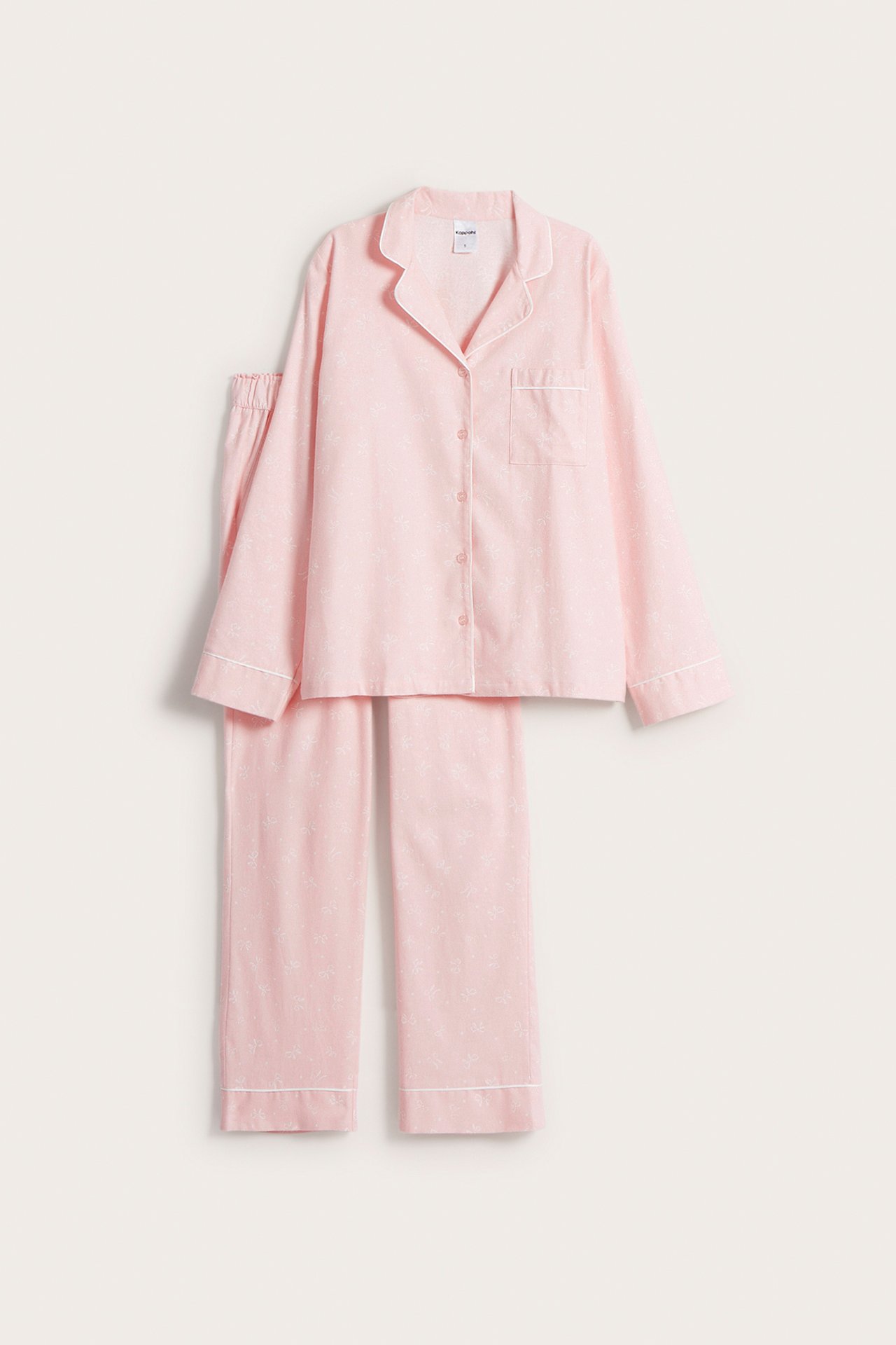 Mønstret flanellpyjamas - Rosa - 8