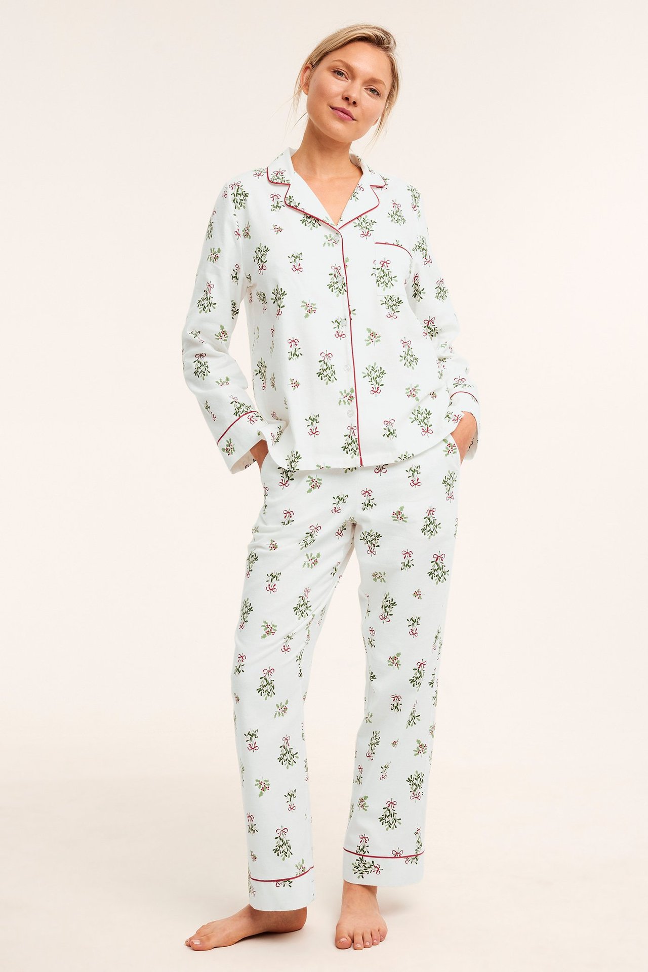 Julepyjamas i flanell - Hvit - 180cm / Storlek: S - 1