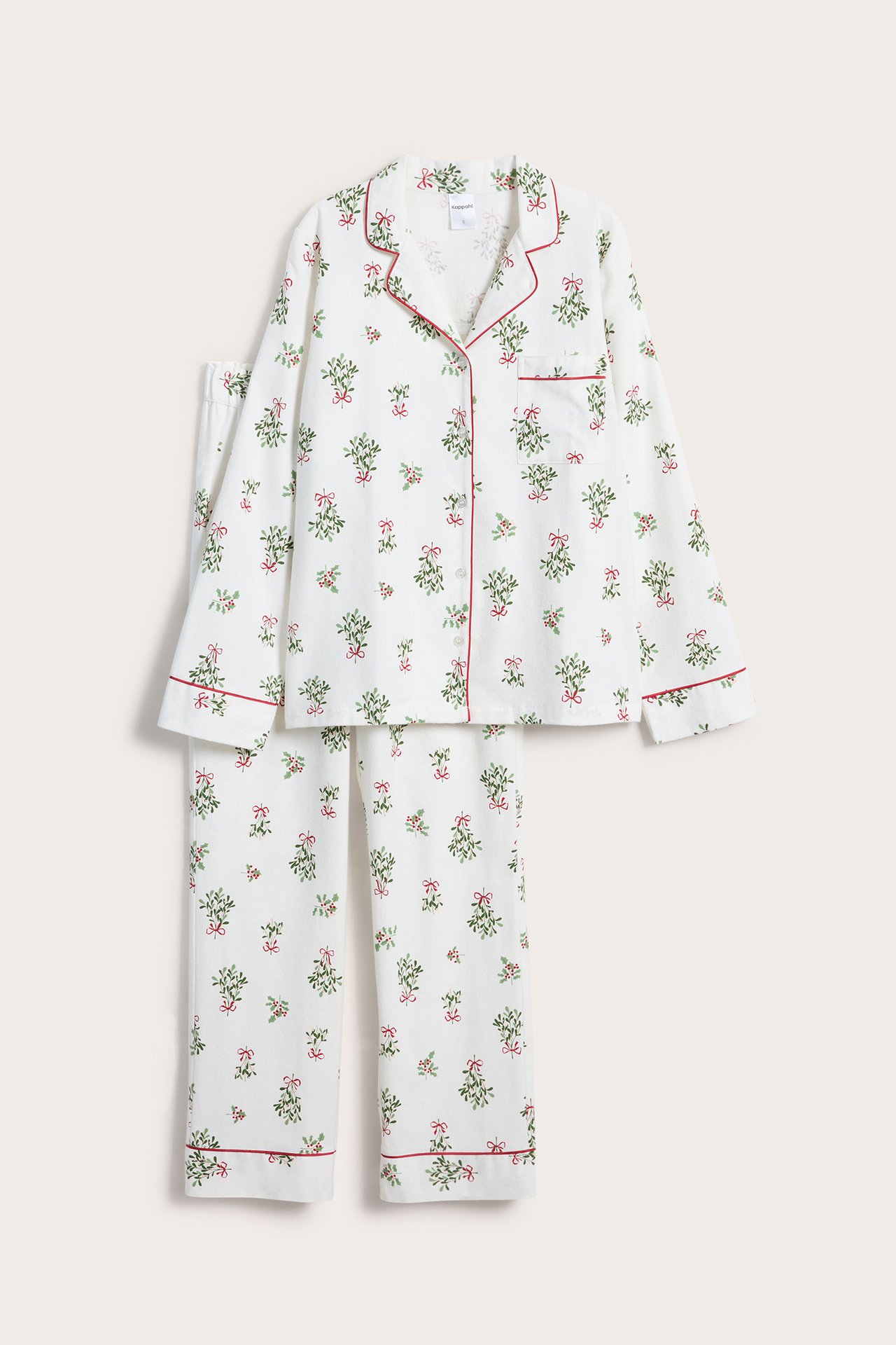 Julpyjamas i flanell - Vit - 7