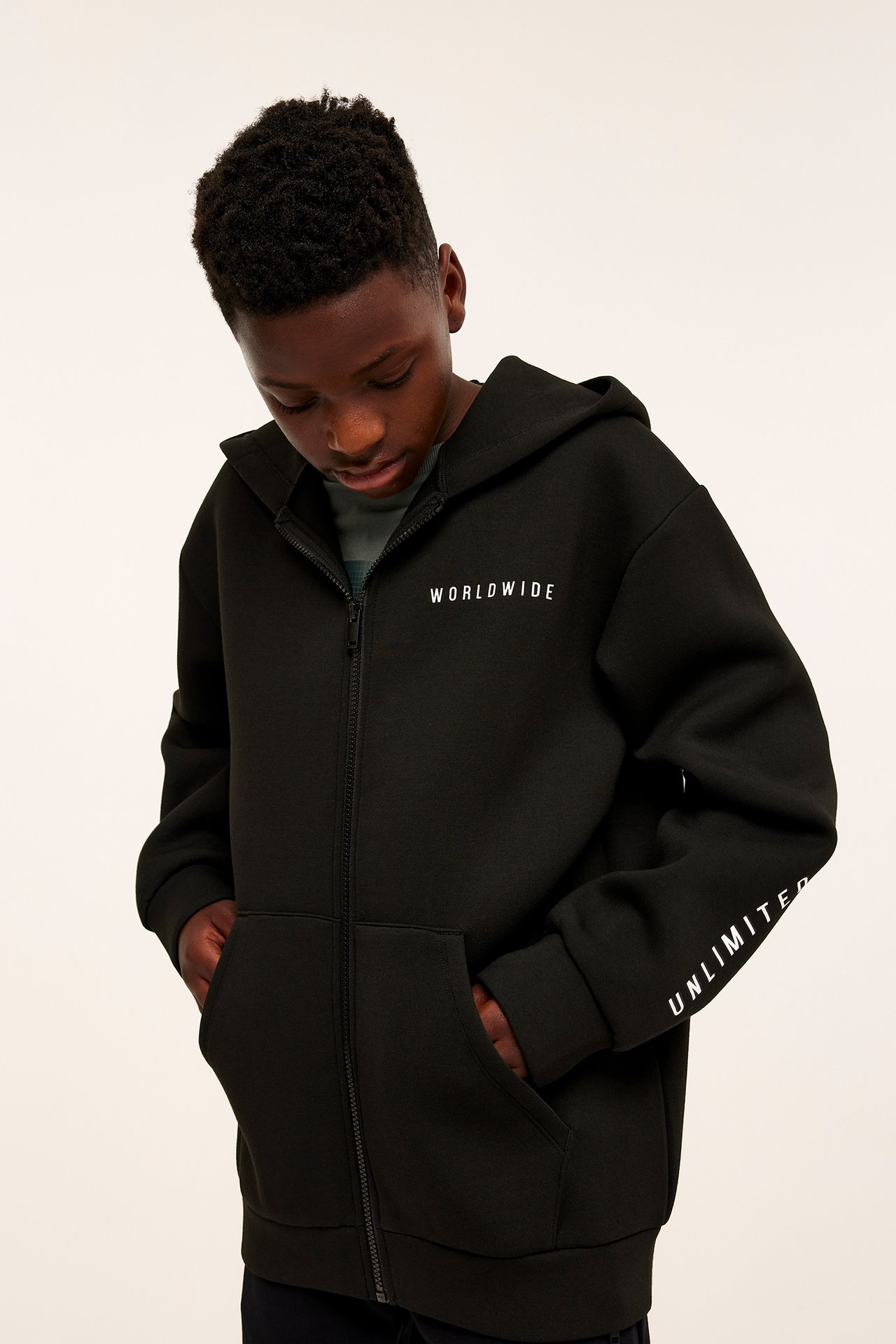 Hoodie i scuba - Svart - 2