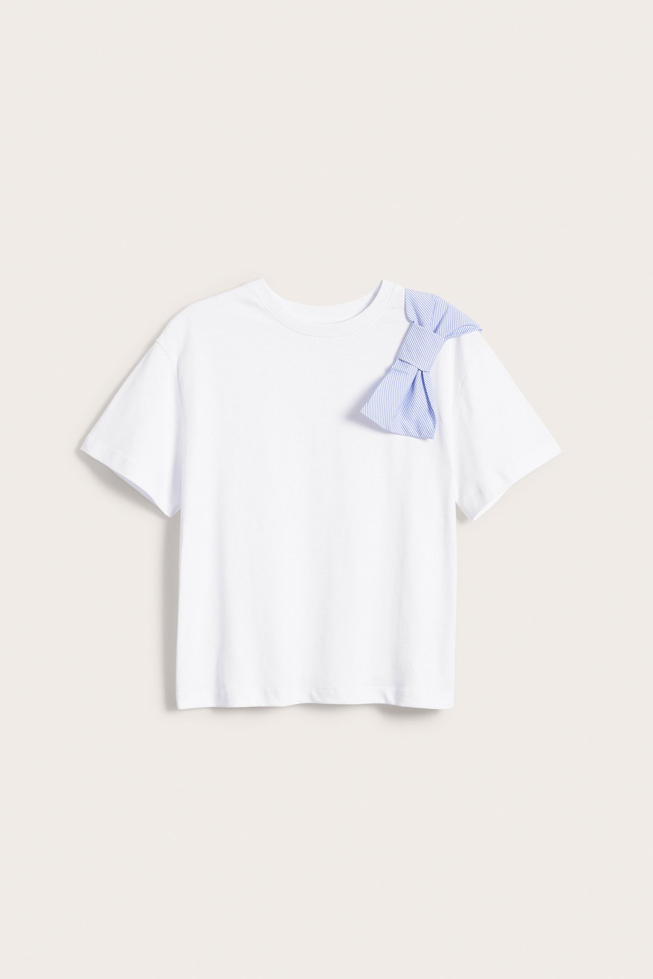 T-skjorte med sløyfe - Offwhite - 2