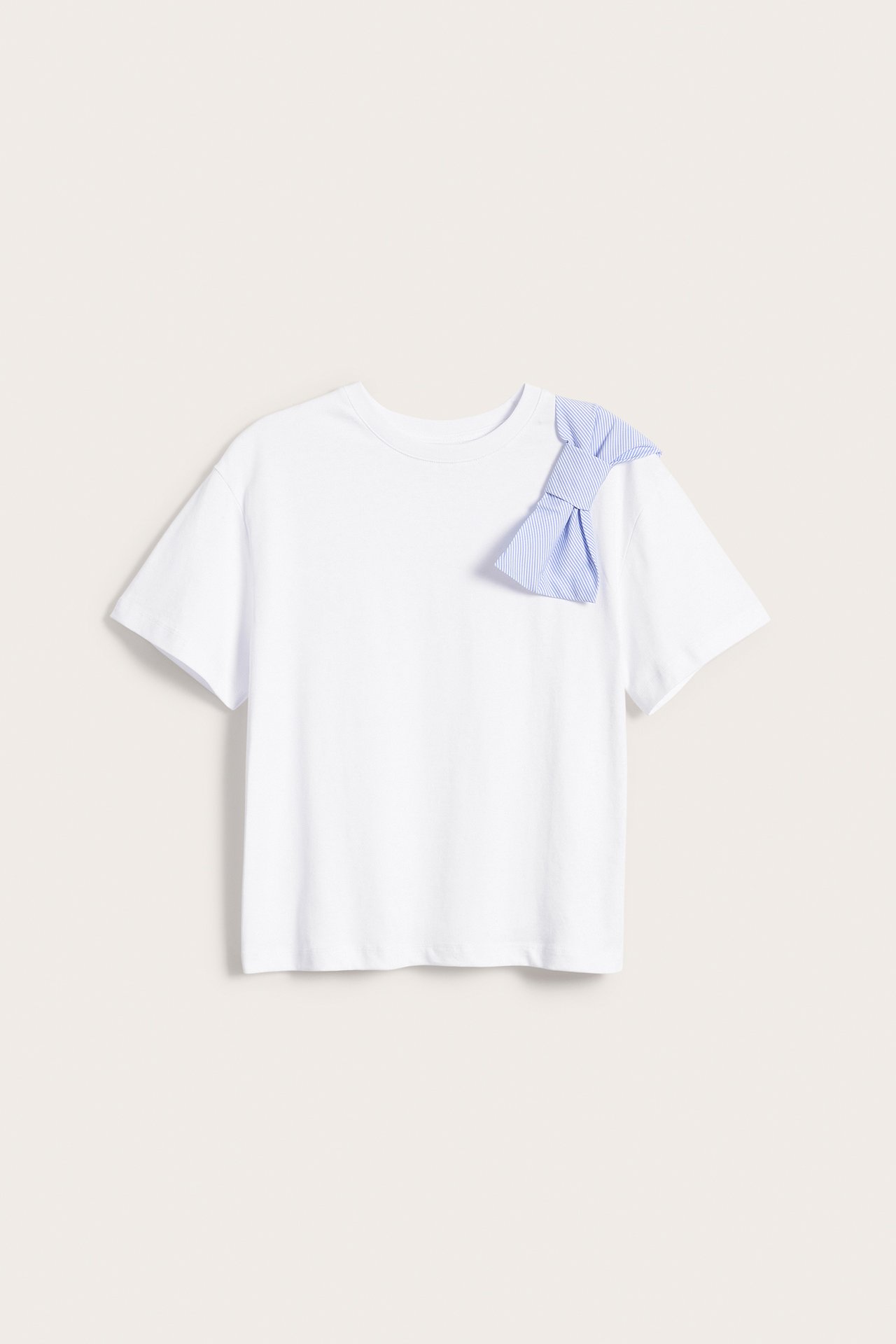 T-shirt z kokardą - Offwhite - 2