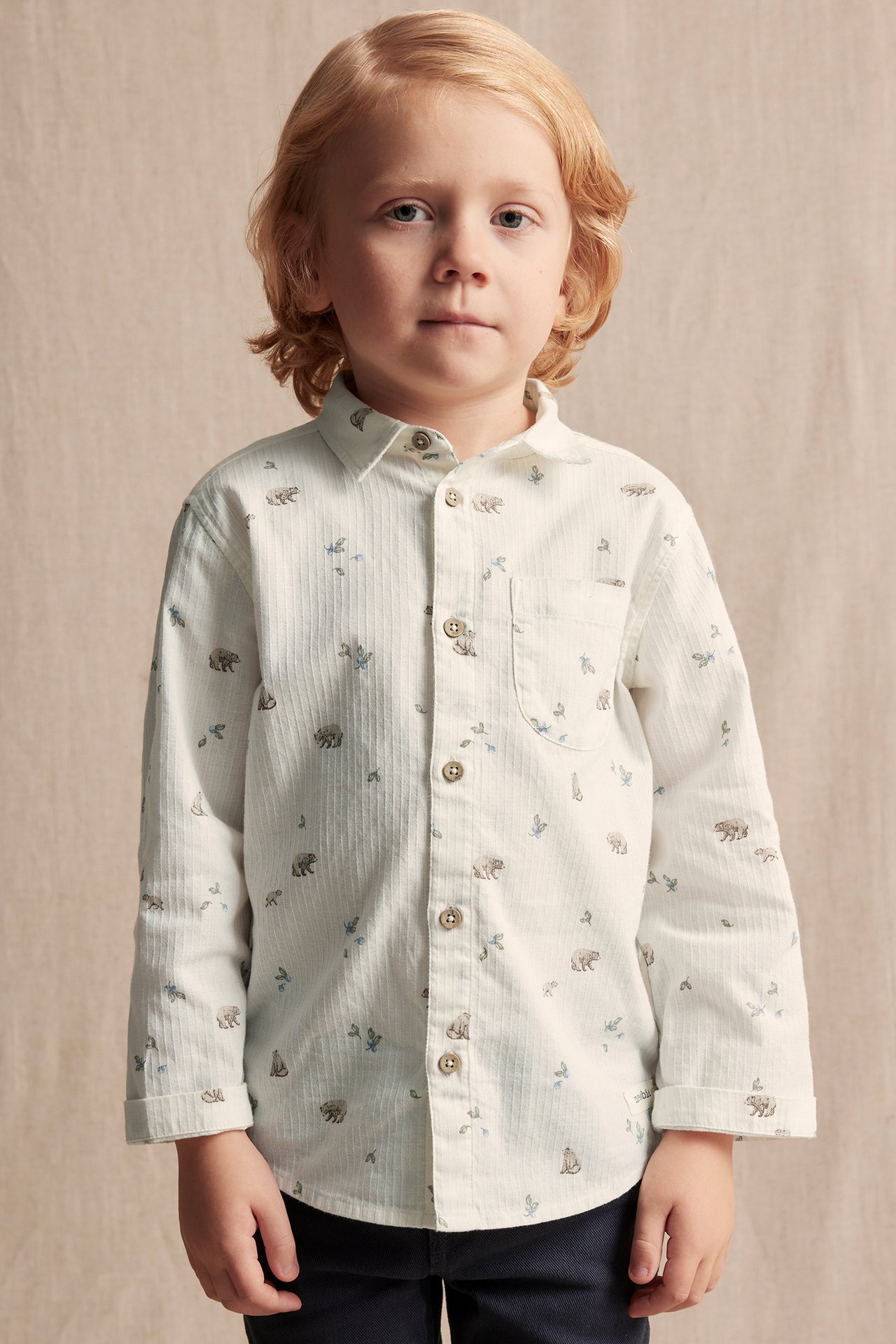 Vävd mönstrad skjorta - Offwhite - 3