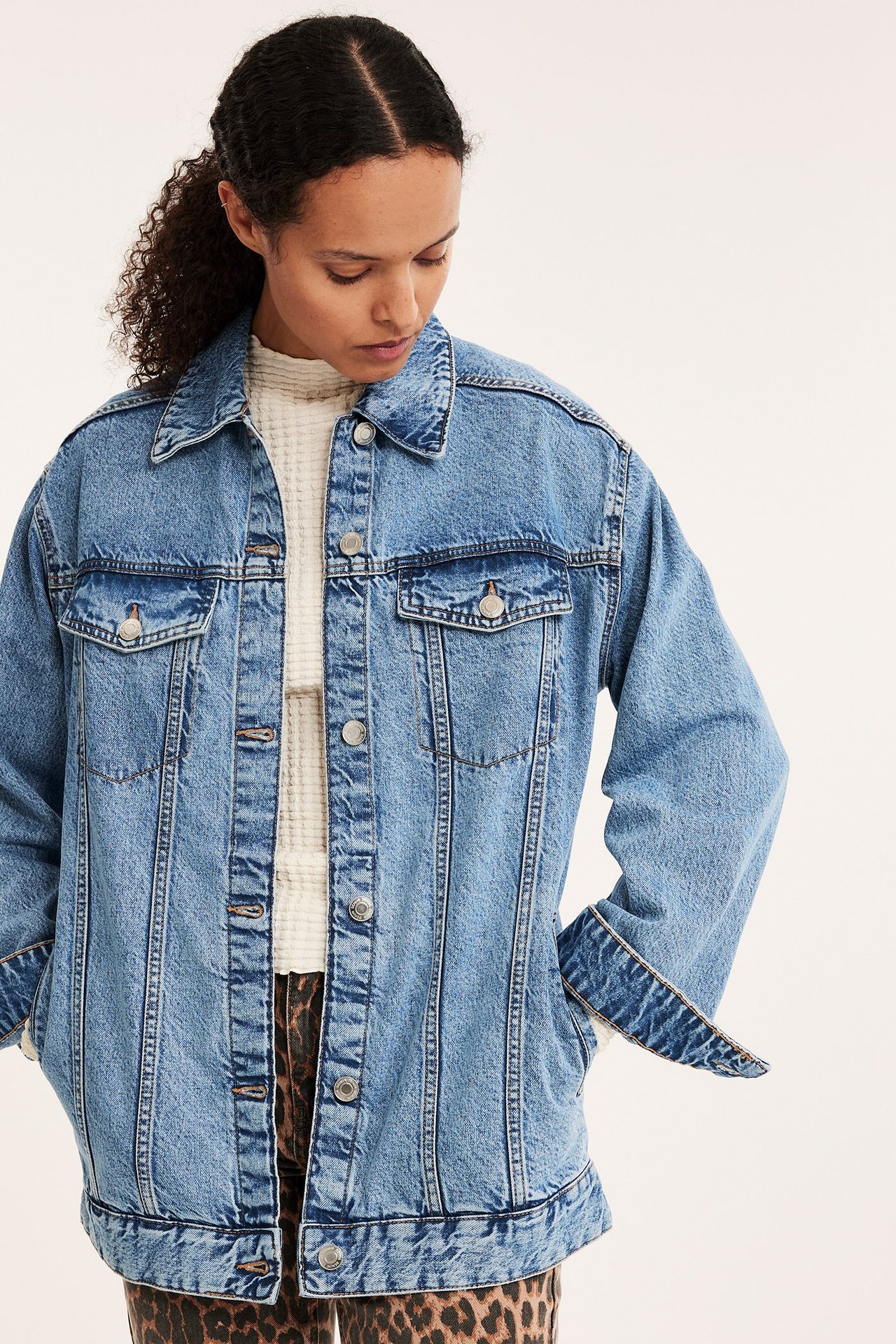 Oversized jeansjacka - Denim - 4