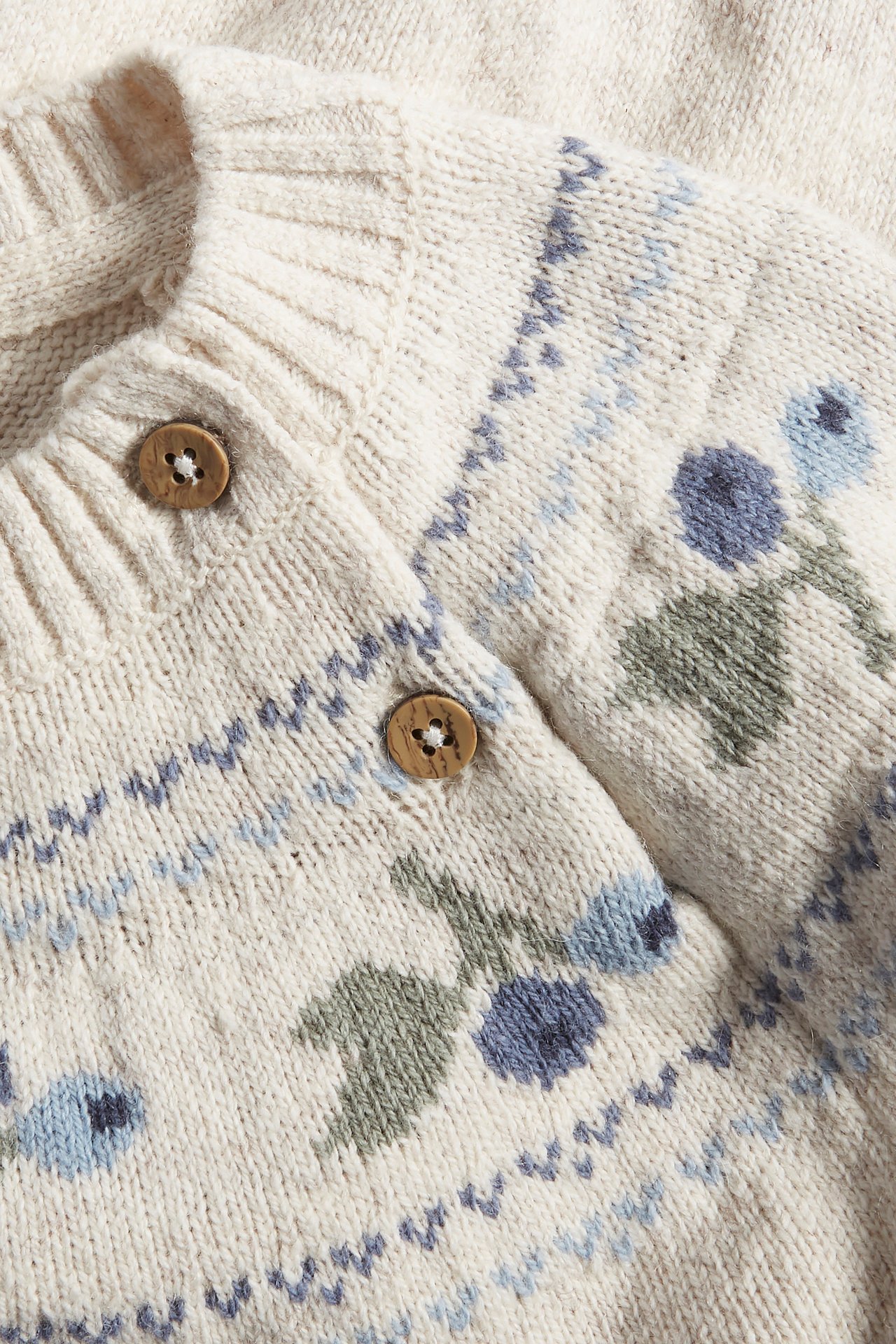 Strikkegenser i ullblanding - Melert beige - 4