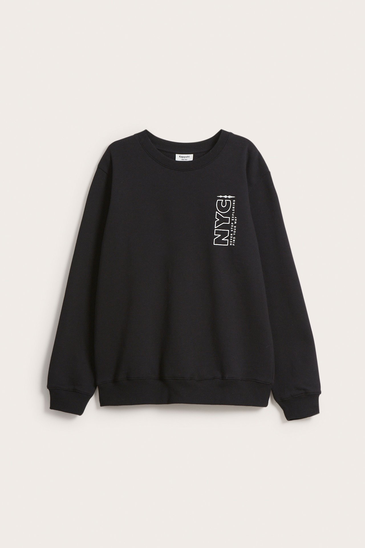 Sweatshirt med trykk på ryggen - Svart - 5