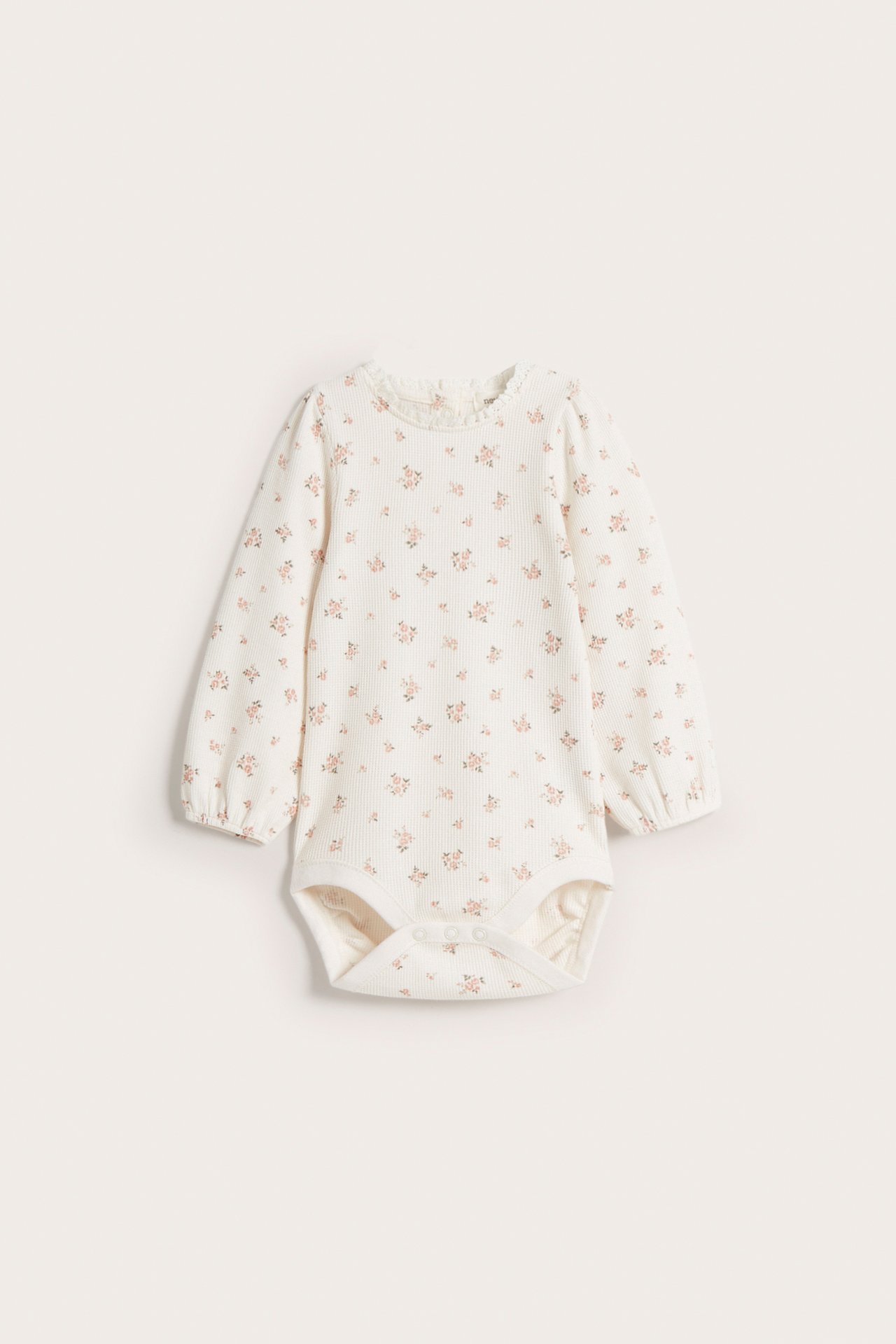 Body z długimi rękawami, w kwiaty - Offwhite - 4