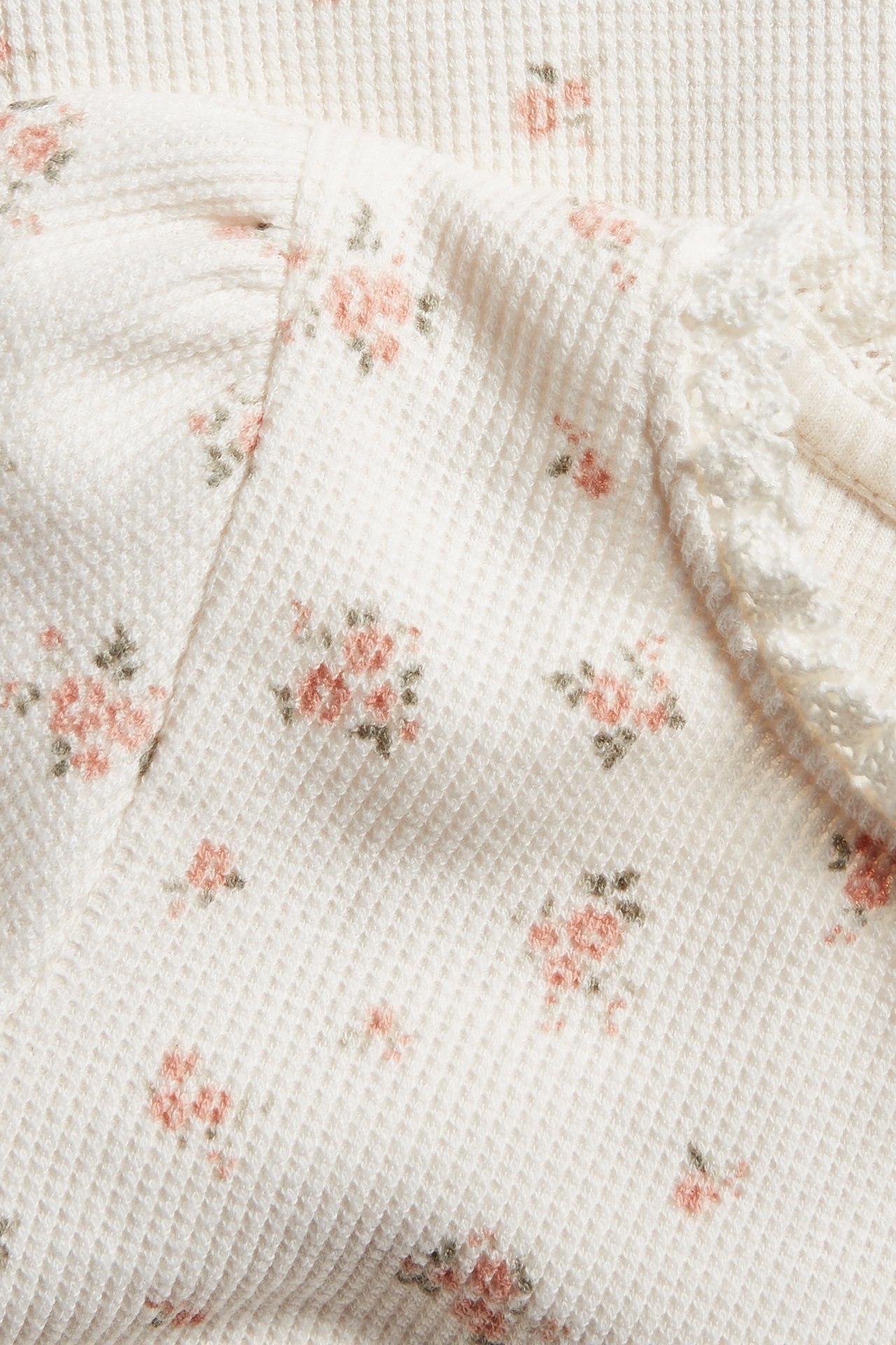 Langermet blomstrete topp - Offwhite - 1