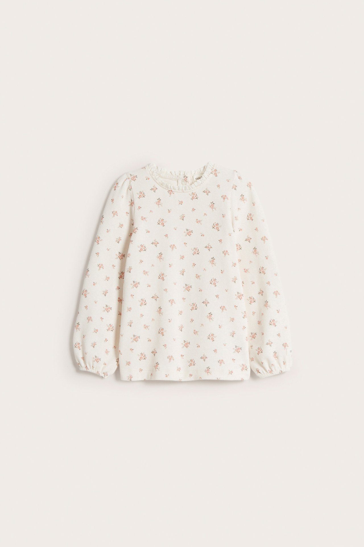Langermet blomstrete topp - Offwhite - 2