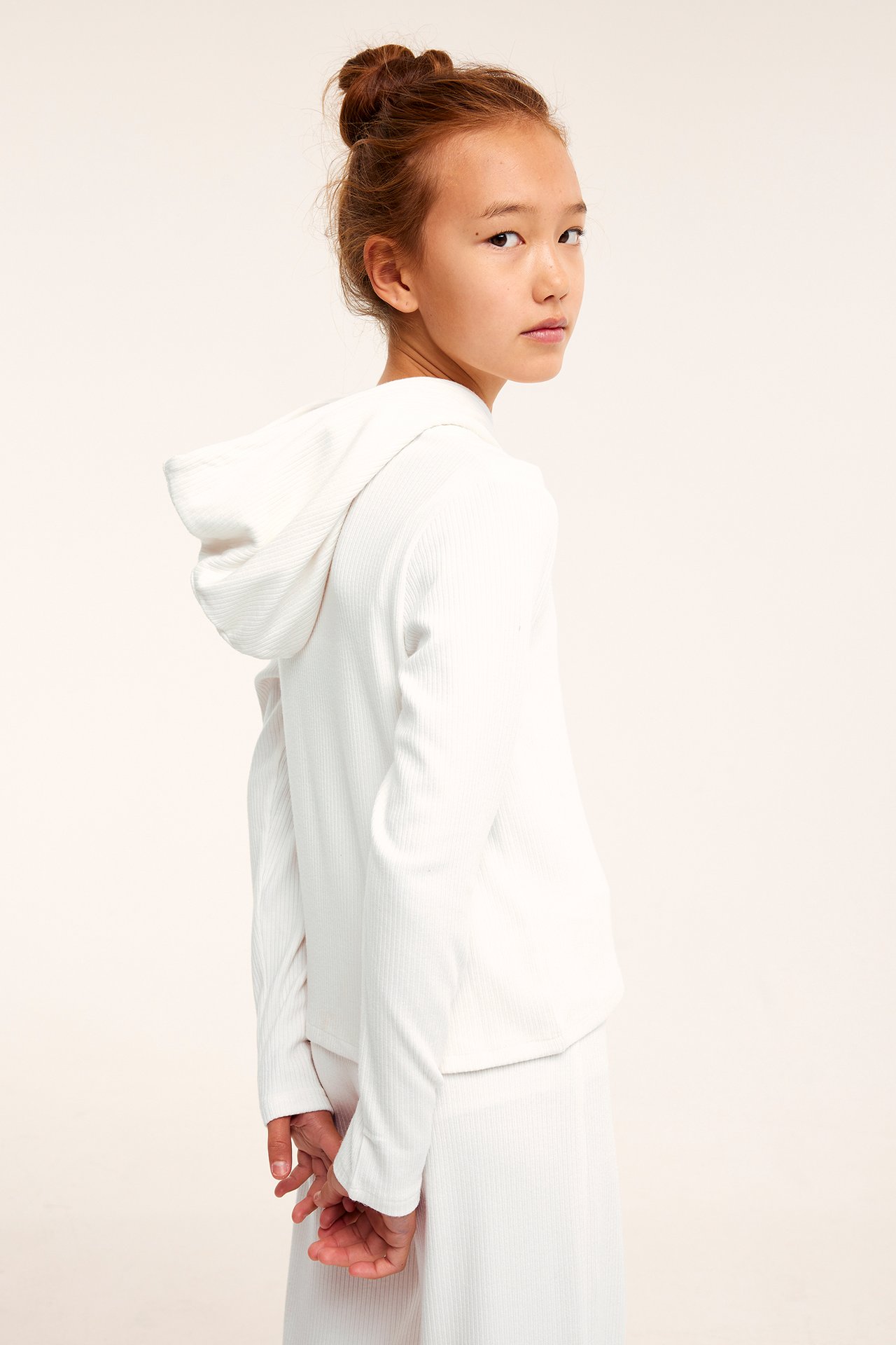 Strikket hettegenser - Offwhite - 4