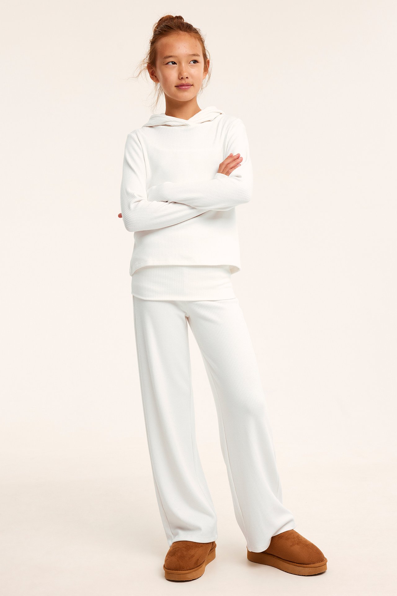 Strikket hettegenser - Offwhite - 2