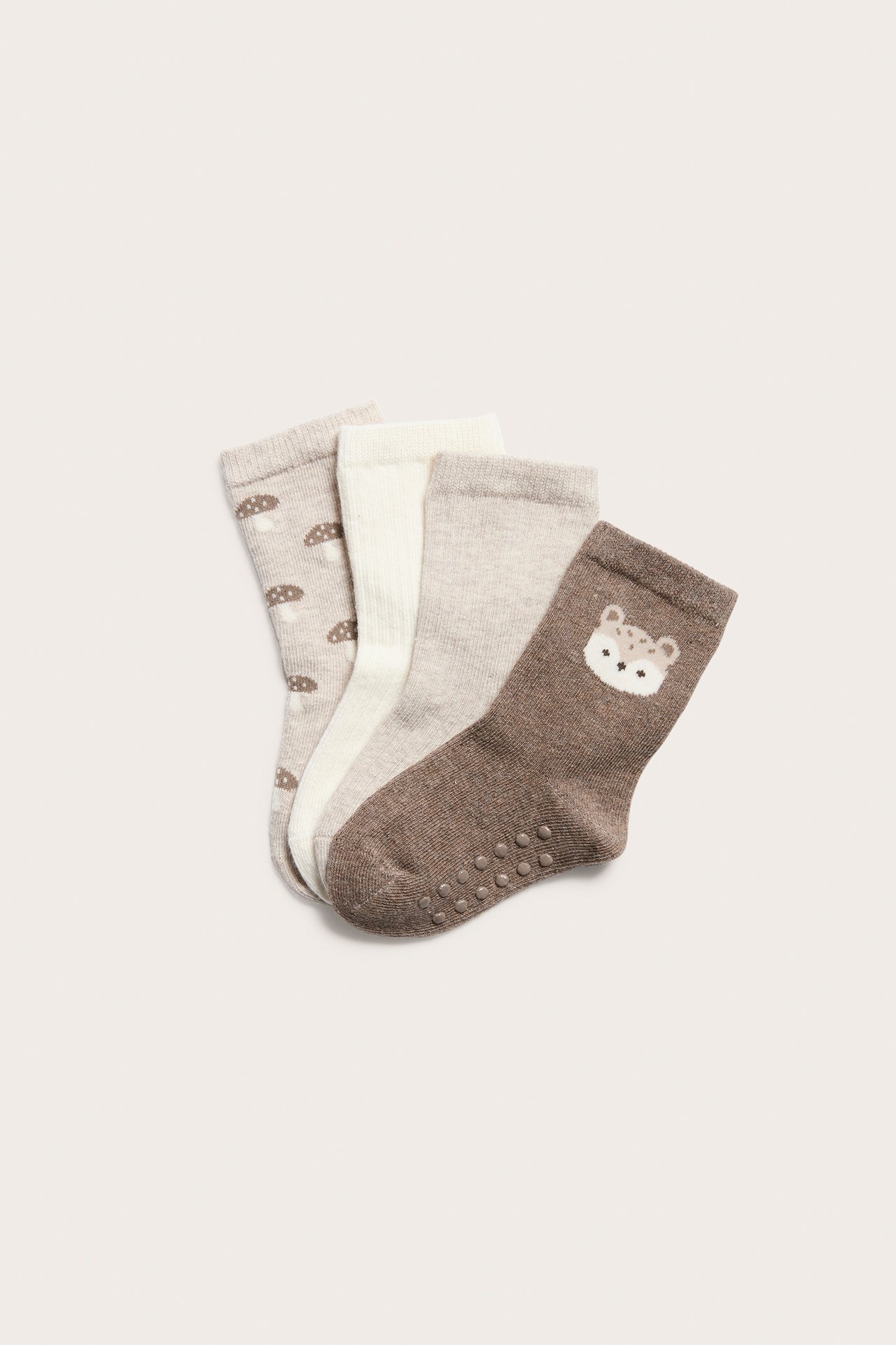Mönstrade strumpor 4-pack baby - Brunmelerad - 1