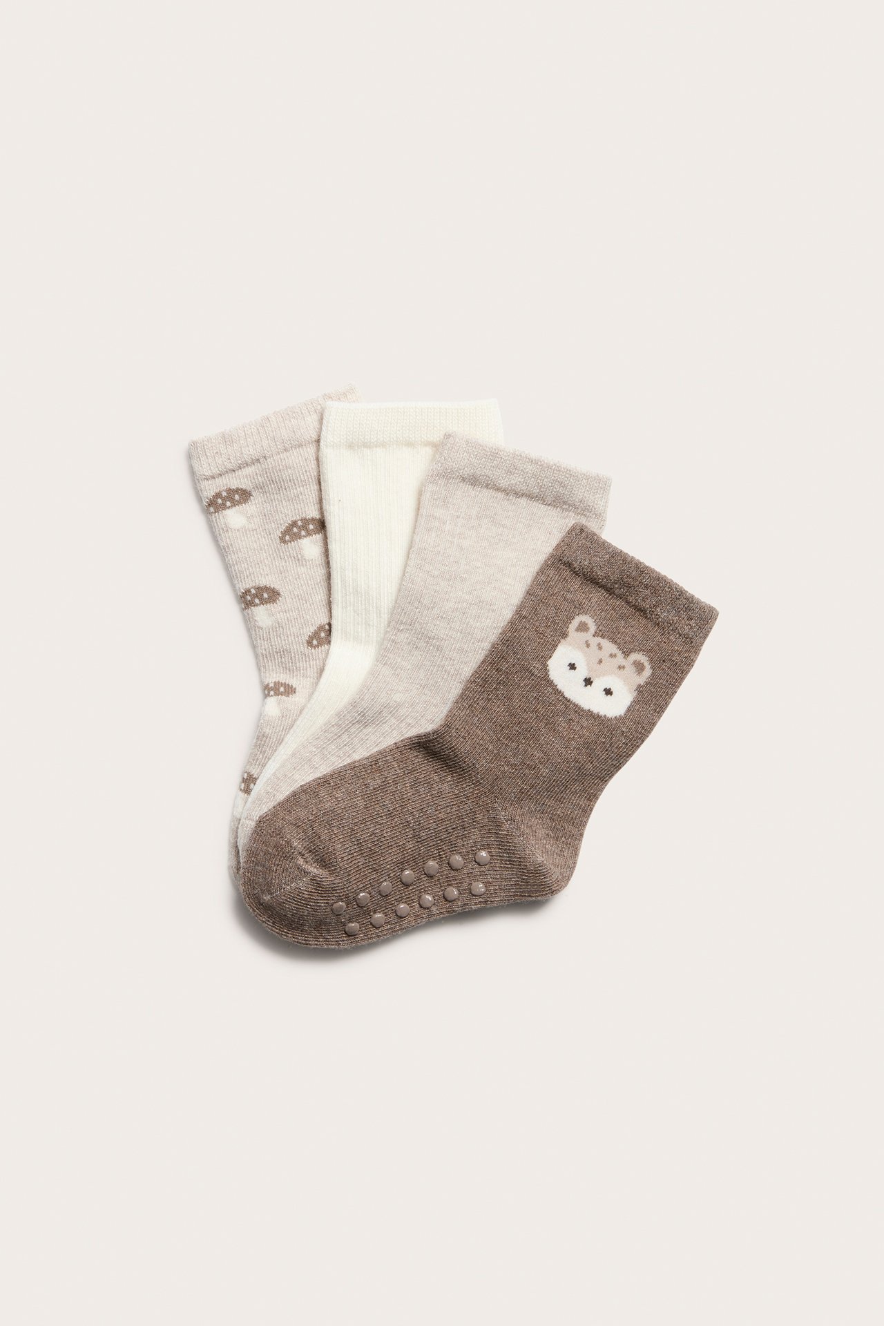 Mönstrade strumpor 4-pack baby - Brunmelerad - 1