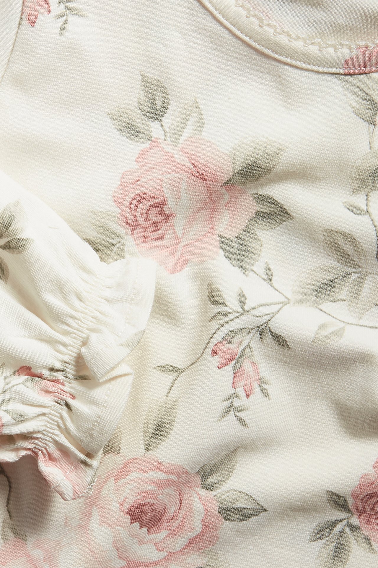 Rosemønstret topp - Offwhite - 1