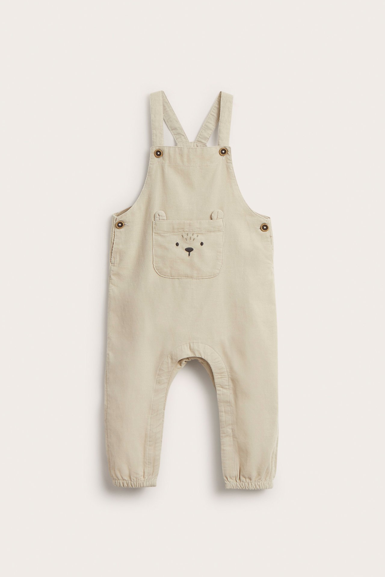 Hängselbyxor med ficka - Beige - 4