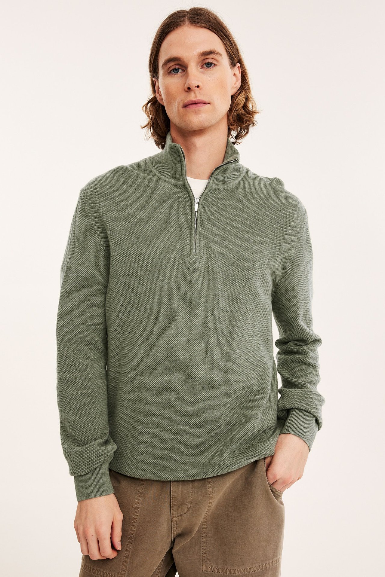 Genser med half-zip - Grønn - 185cm / Storlek: M - 3