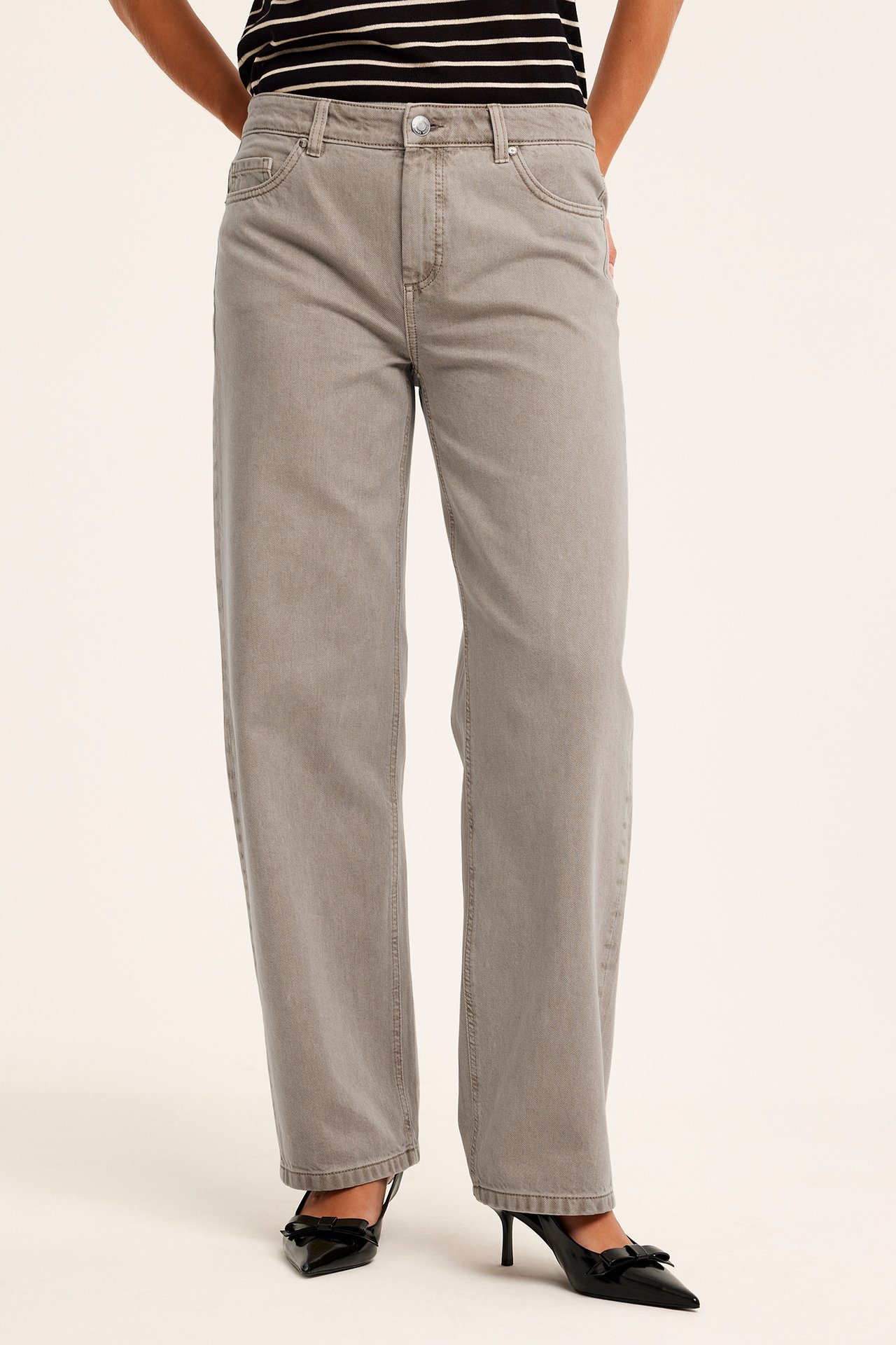 Baggy jeans mid waist - Ljusbrun - 7