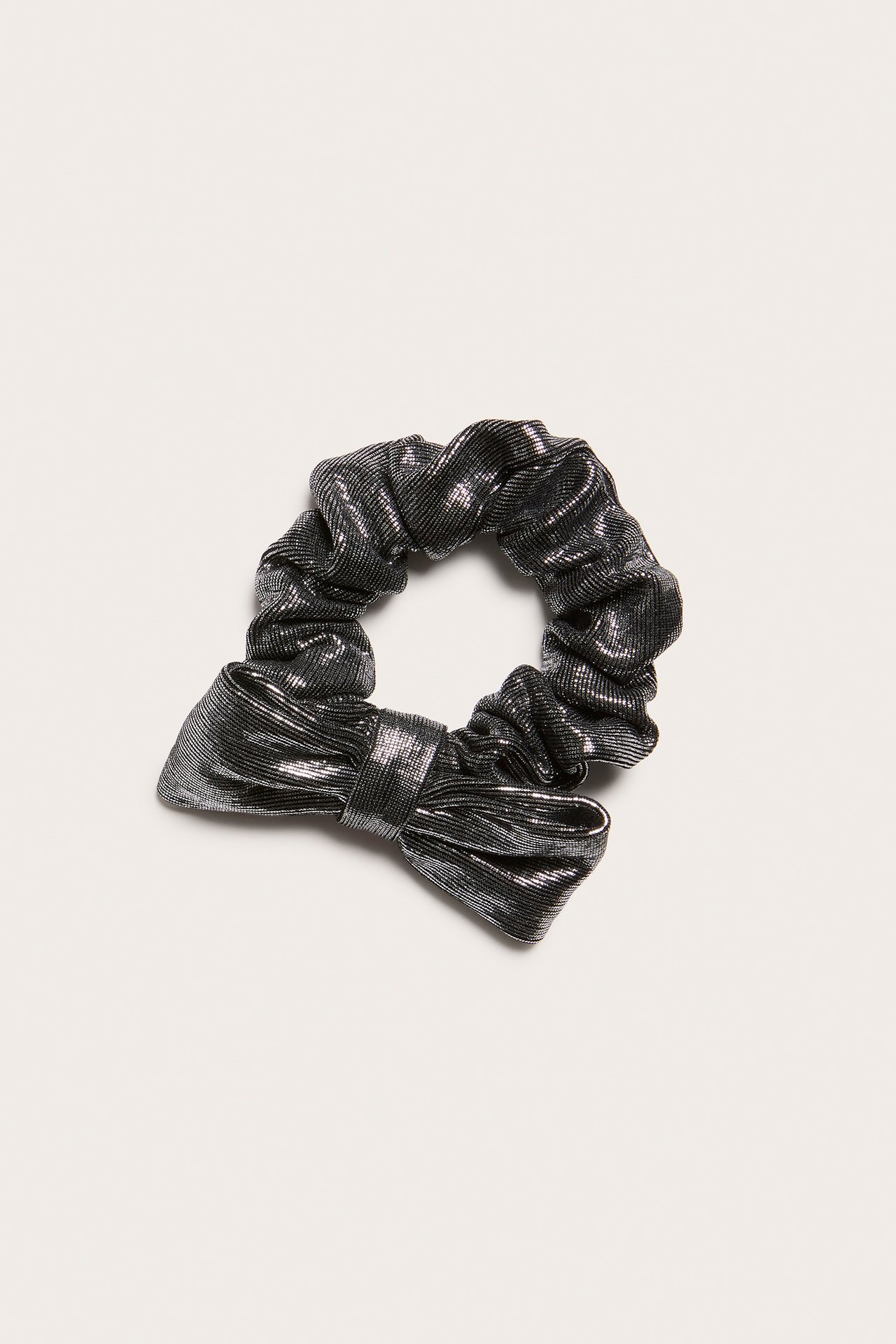 Scrunchie med rosett - Gråmetallic - 1