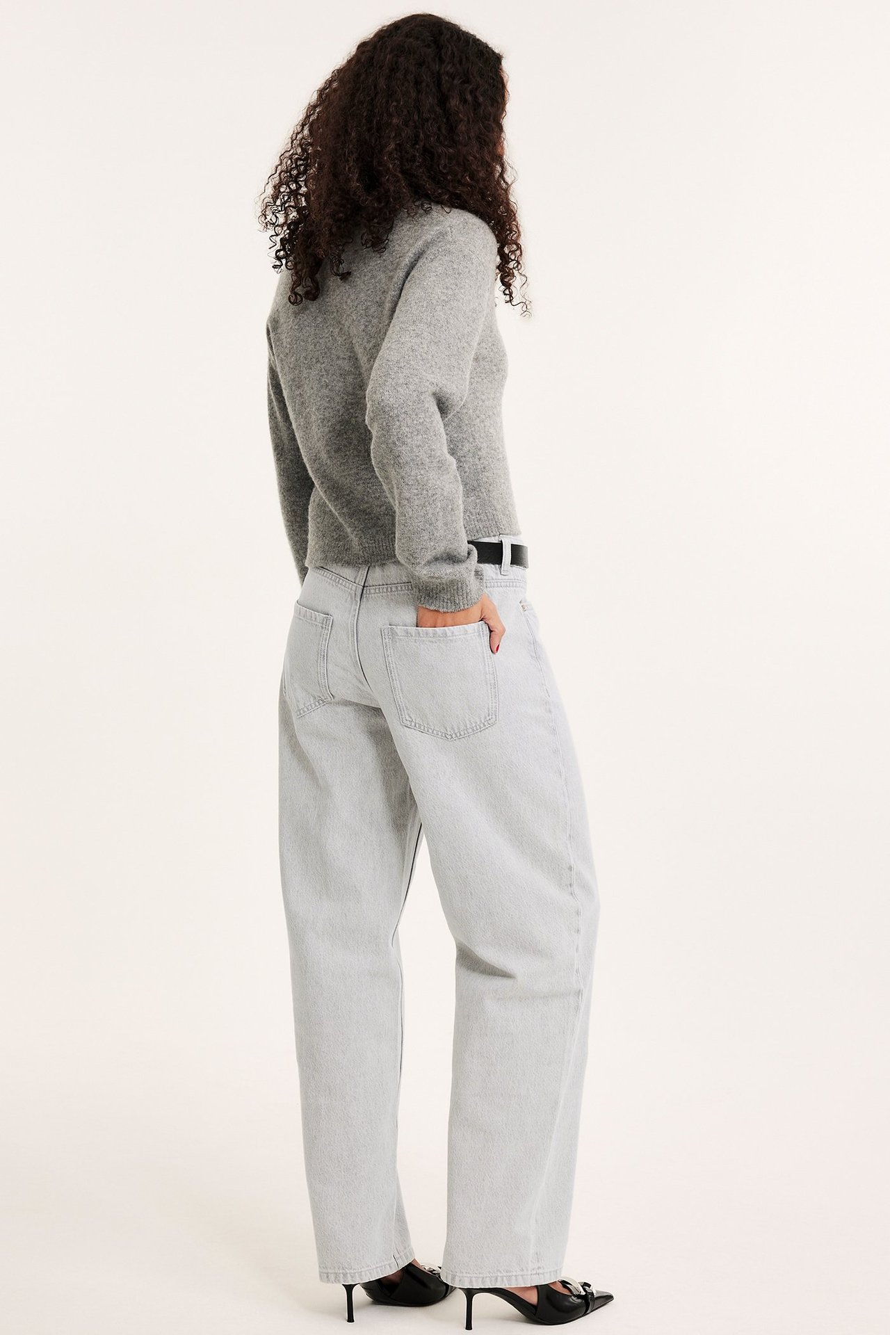 Baggy jeans mid waist - Vaaleanharmaa - 179cm / Storlek: 36 - 7