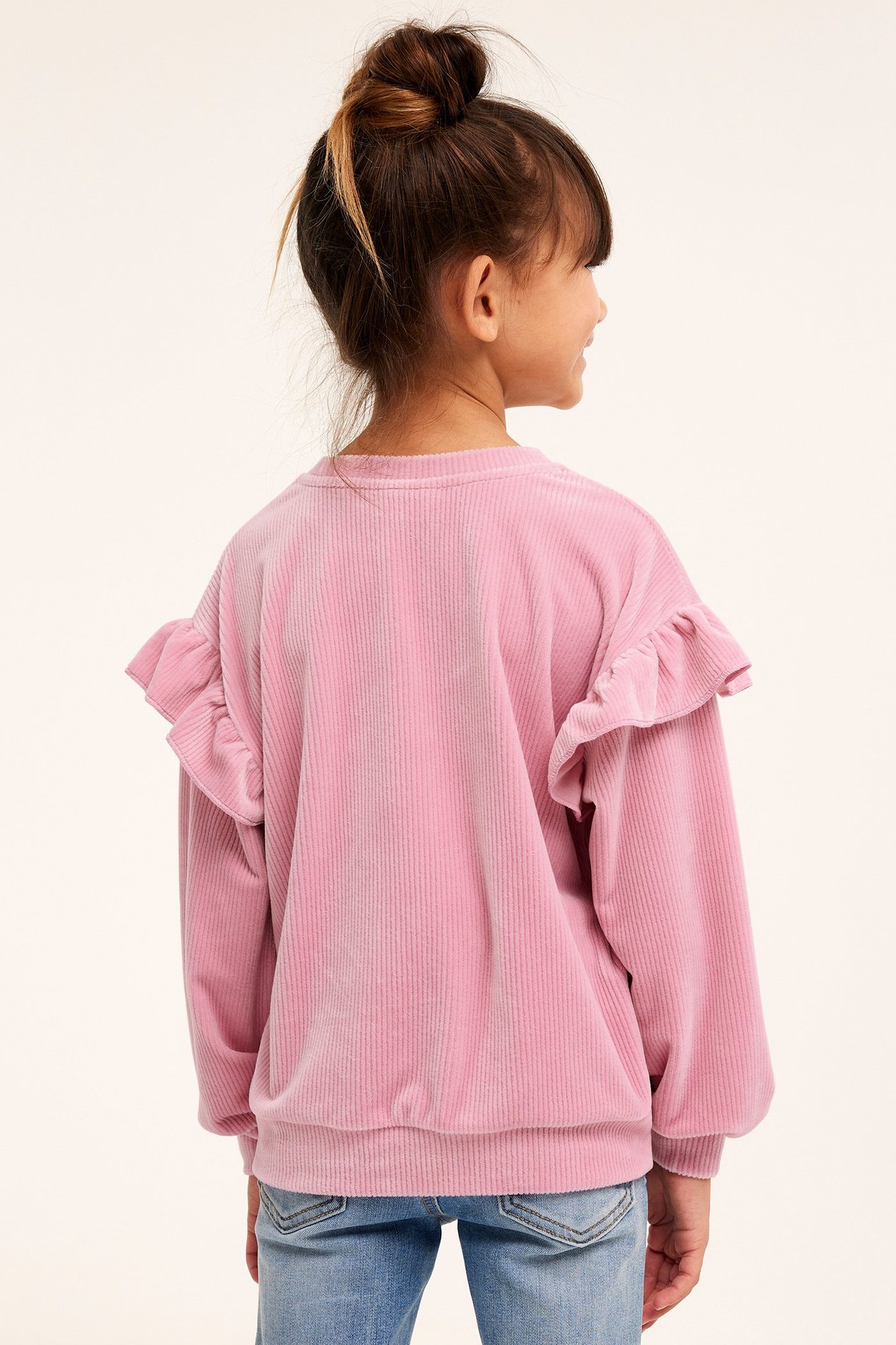 Velour sweatshirt med volanger