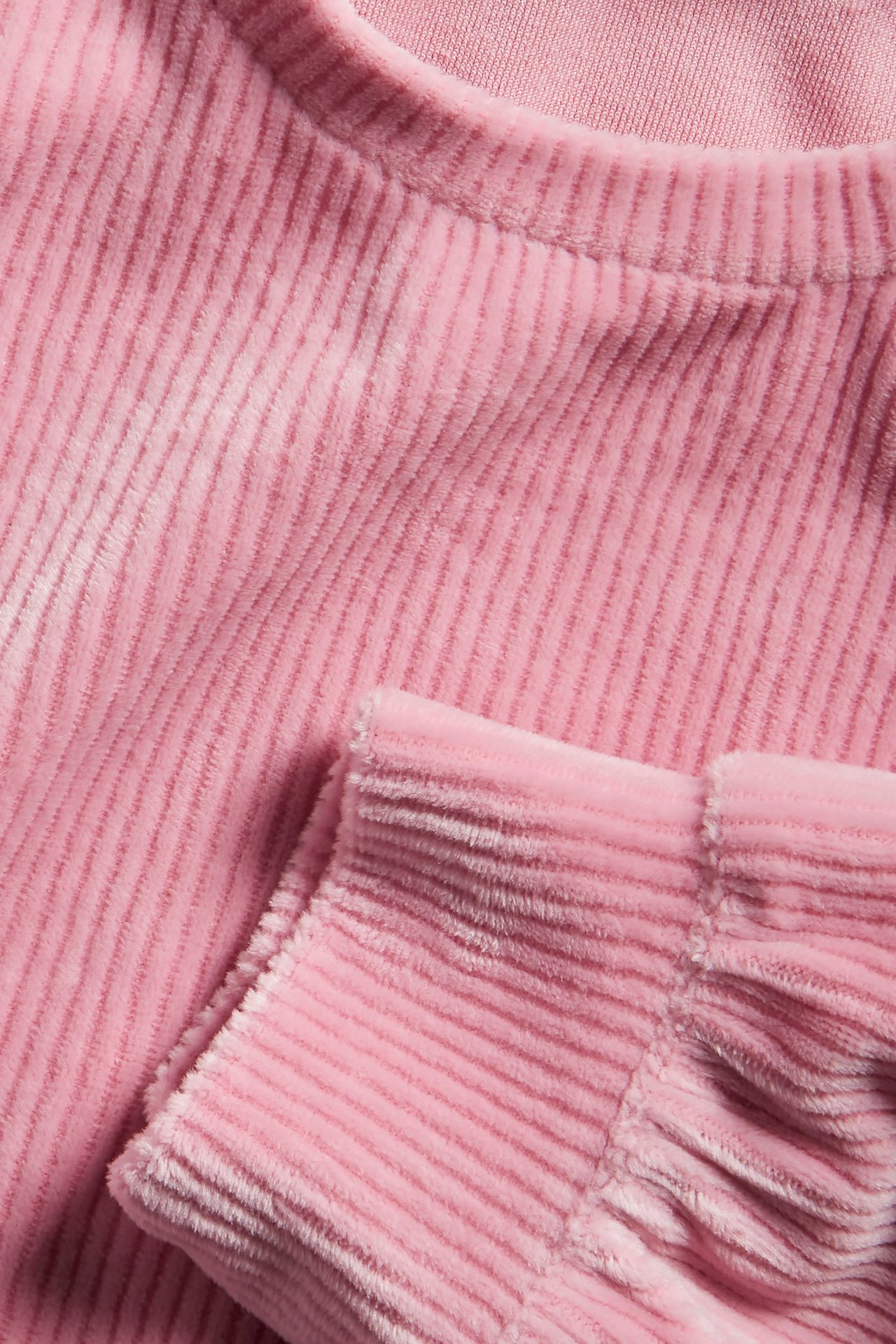 Velour sweatshirt med volanger - Rosa - 6