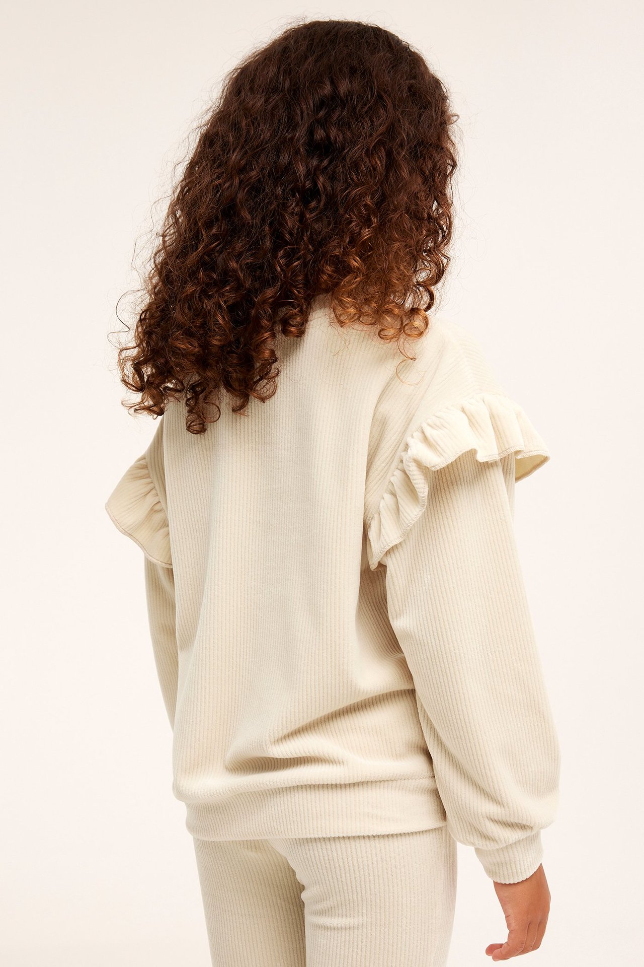 Velursweatshirt med volanger - Beige - 6