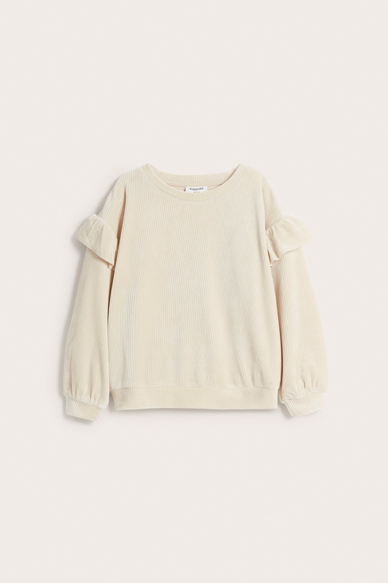 Velursweatshirt med volanger - Beige - 2