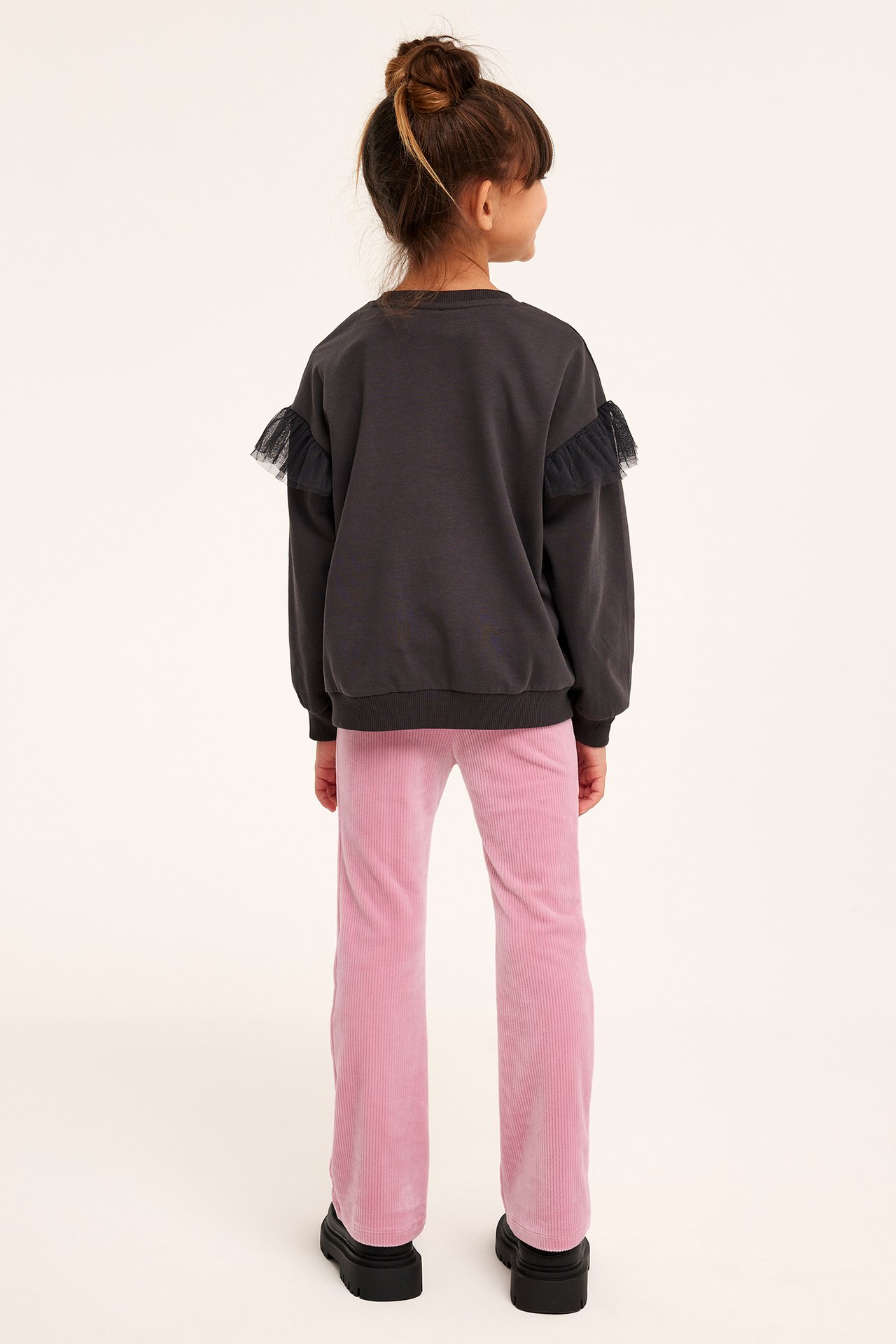 Ribatut levenevät veluurileggingsit - Pinkki - 3